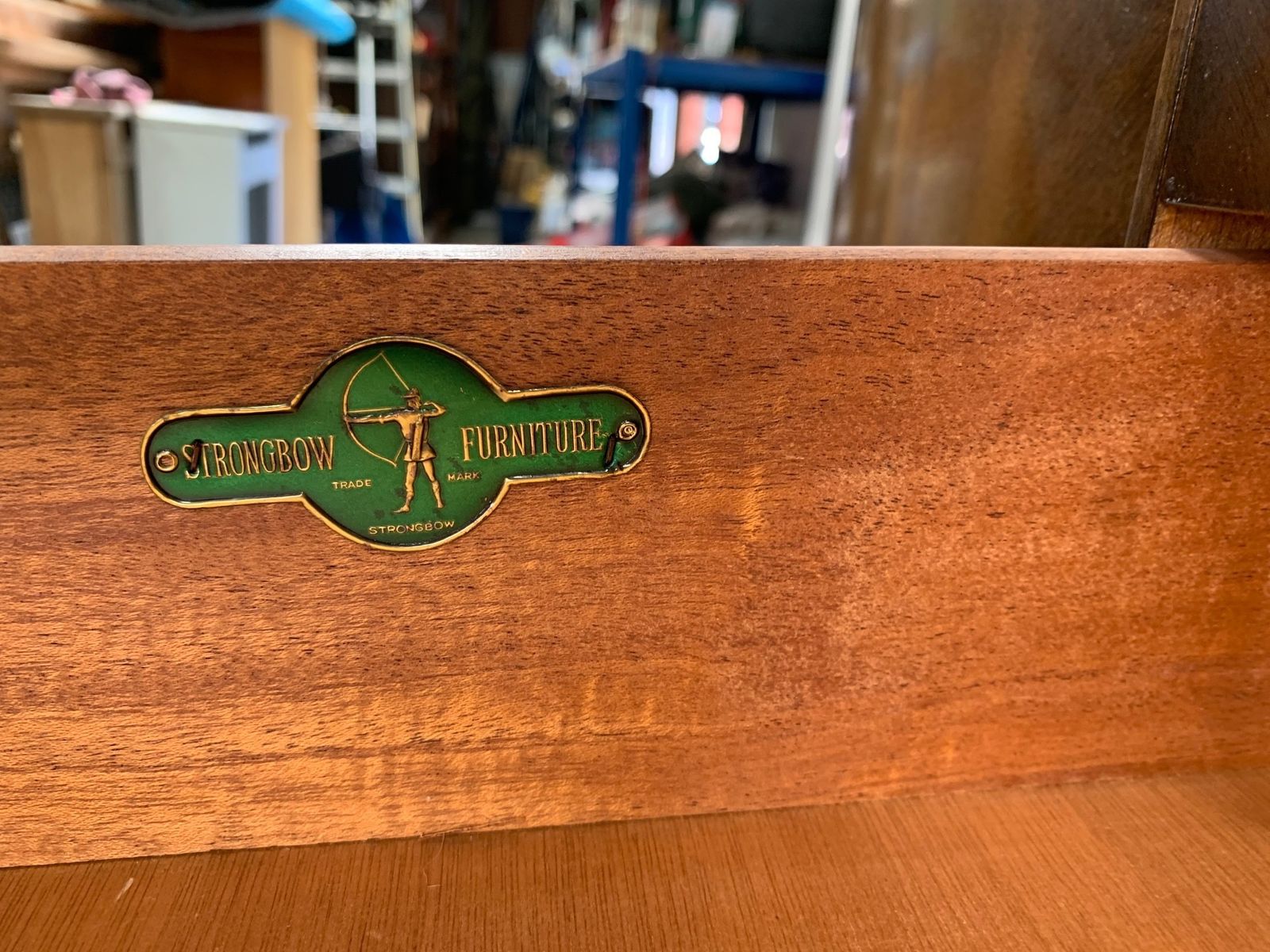 photo buy Vintage Strongbow Serpantine Sideboard With 3 Drawers And 2 Doors.