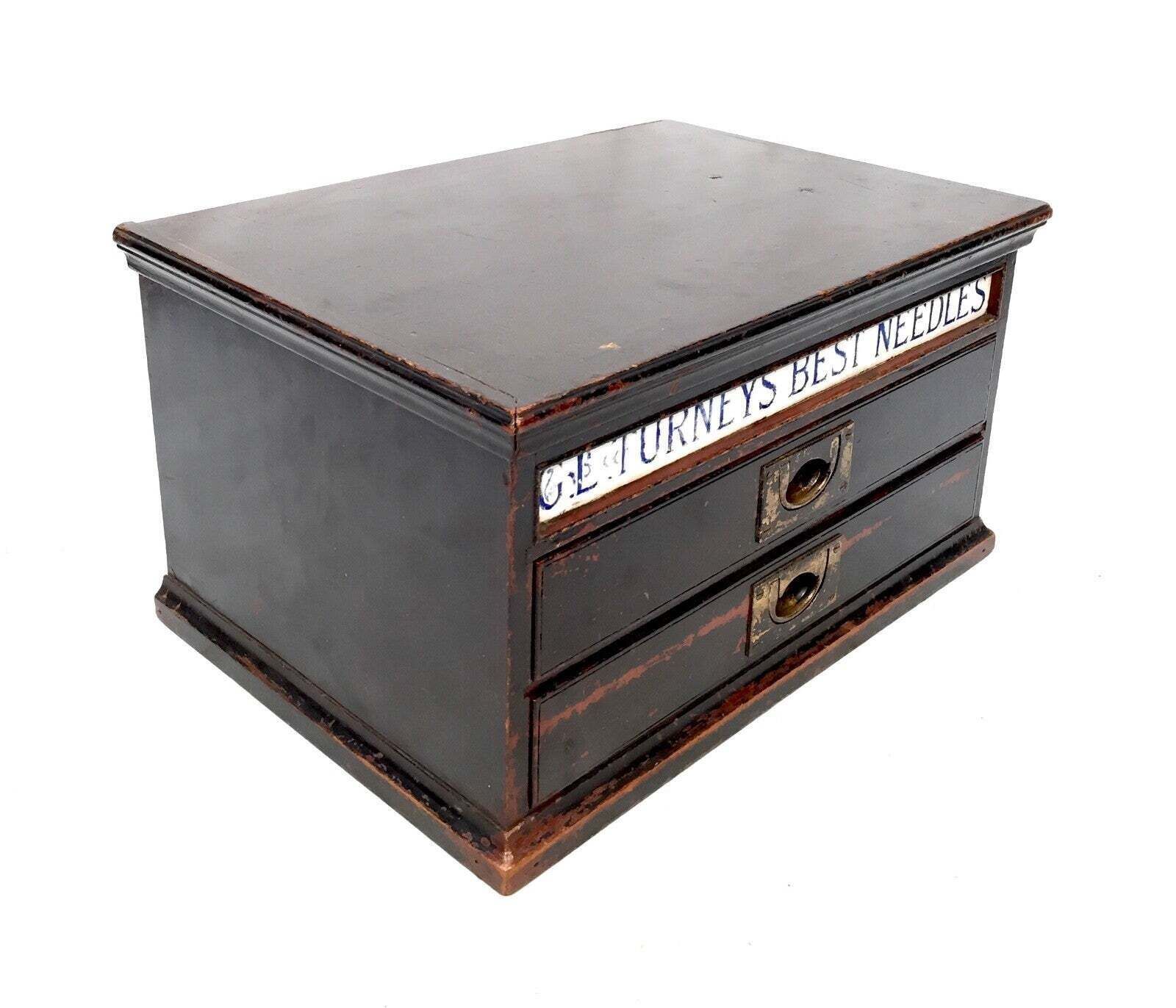Antique Wooden Shop Display Sewing Cabinet For G L Turneys Needles Haberdashery photo furniture