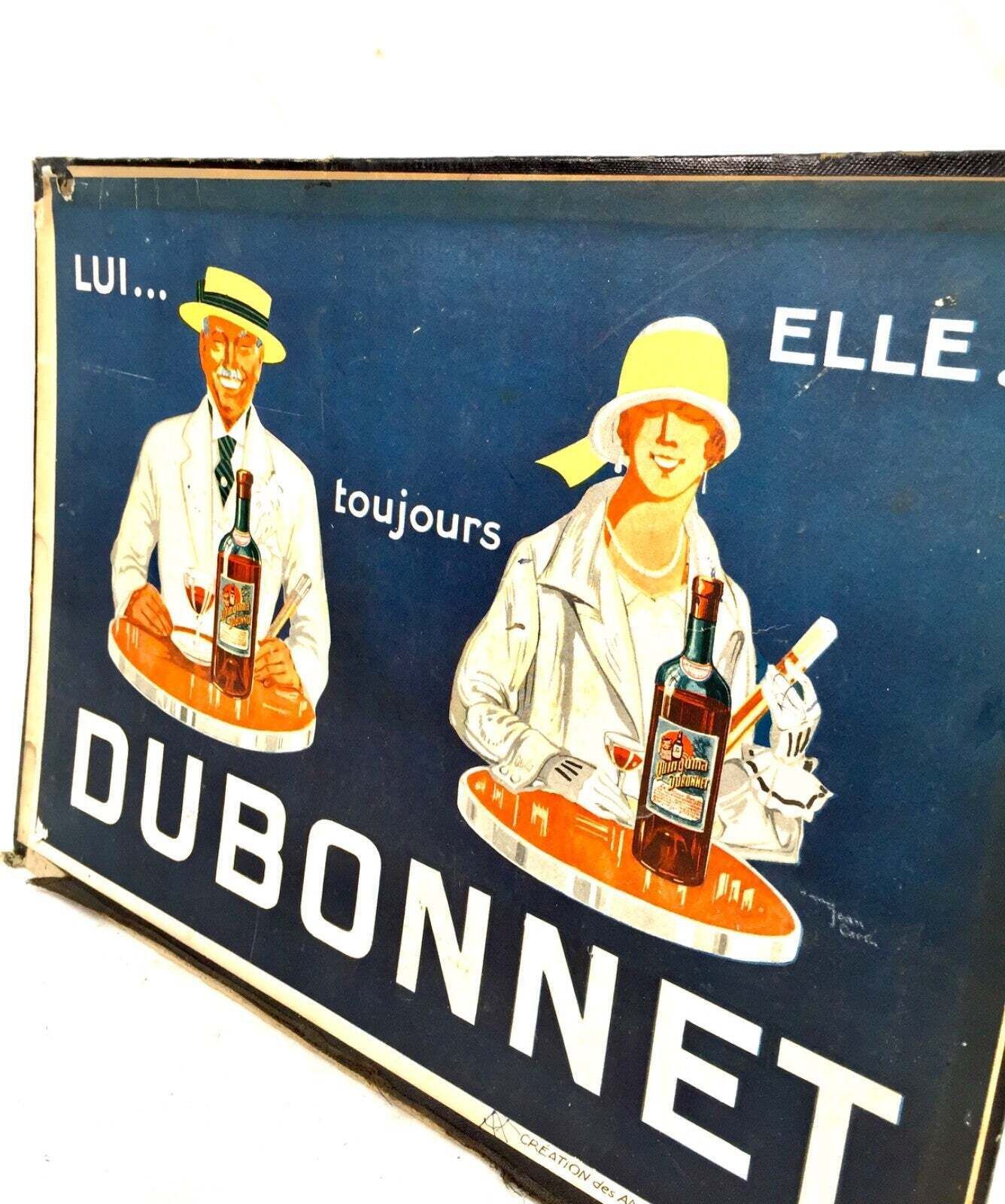 Antique Advertising   French Shop Display Promotional Showcard For Dubonnet Wine photo Art