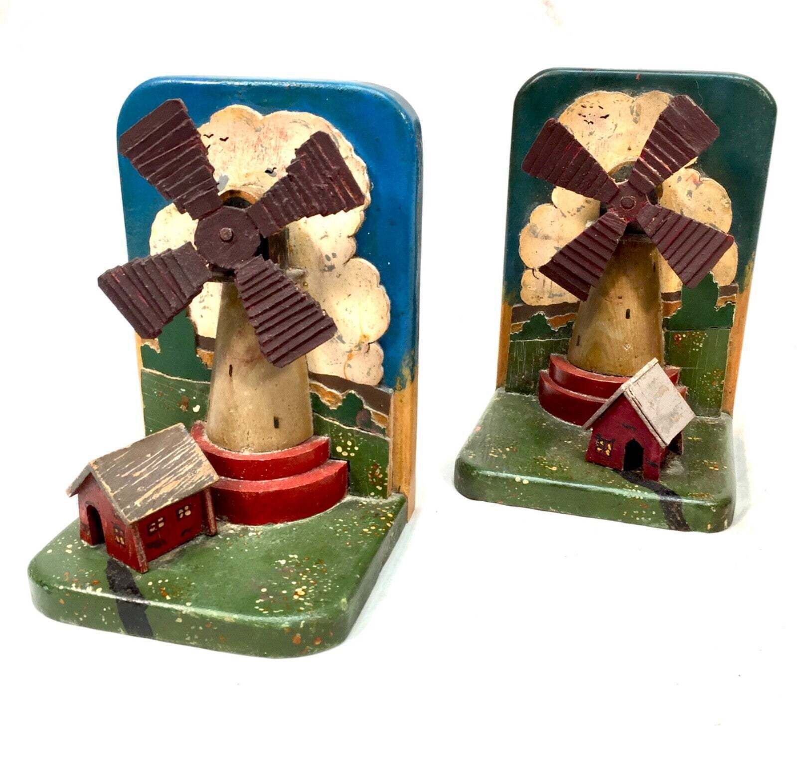 Antique Pair Of Early 20th Century Hand Crafted Wood Bookends / Book Ends C1930 photo furniture