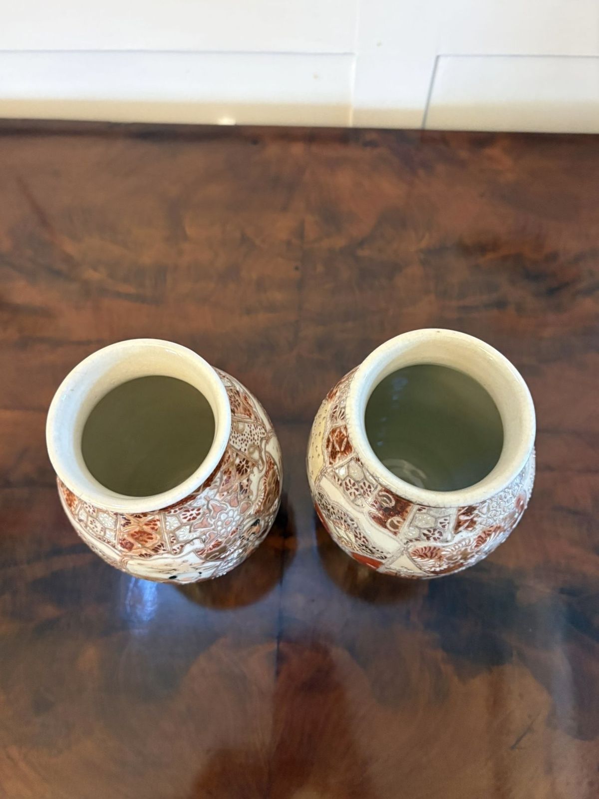 Pair Of Antique Early 20th Century Quality Satsuma Vases photo buy