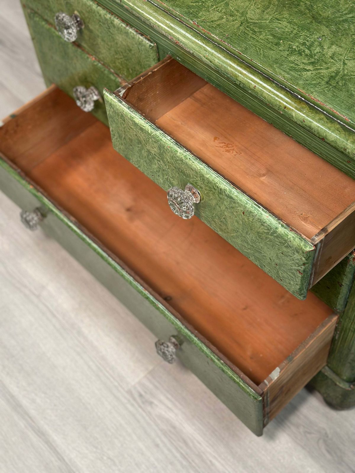 19th Century Pine Chest Of Drawer’s In Green Scumble Paint photo 891.0
