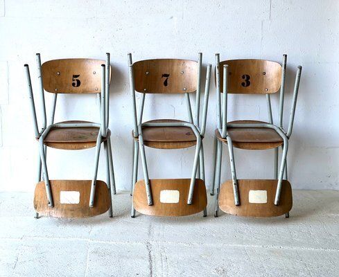 618.0 Vintage Schoolstoelen, Ca. Jaren 1970, Set Van 6 photo