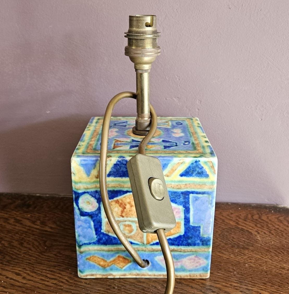 Crown Devon Art Deco Mattajade Geometric Aztec Lamp Base photo 380.0