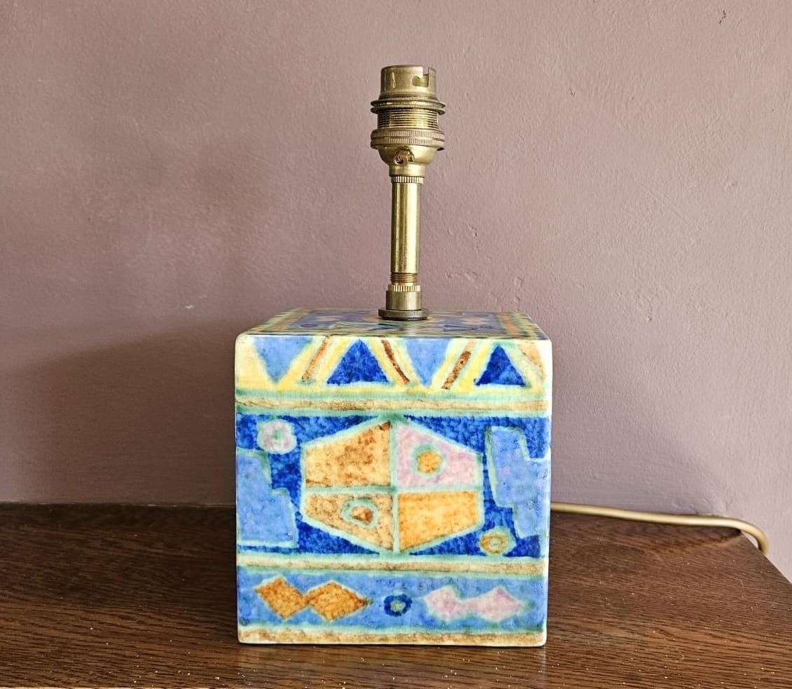 Crown Devon Art Deco Mattajade Geometric Aztec Lamp Base photo vintage
