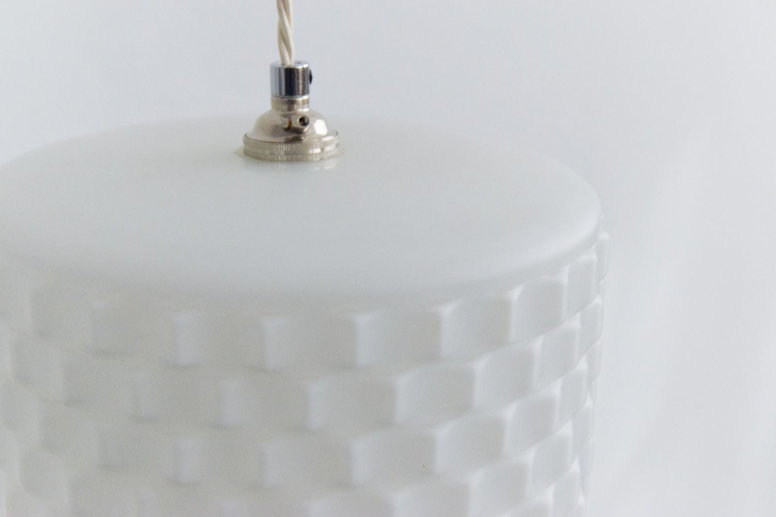 Vintage Pair Of White Textured Opaline Glass Pendant Light Shades photo furniture