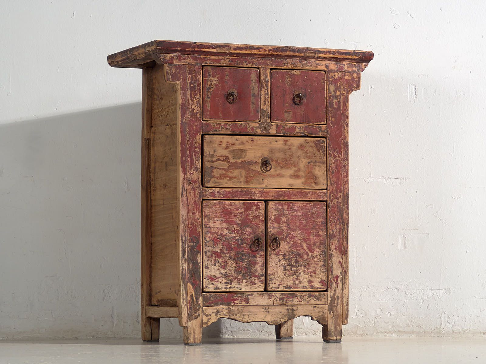 Antique Oriental Cabinet With Red Patina (C.1900) #77 photo furniture