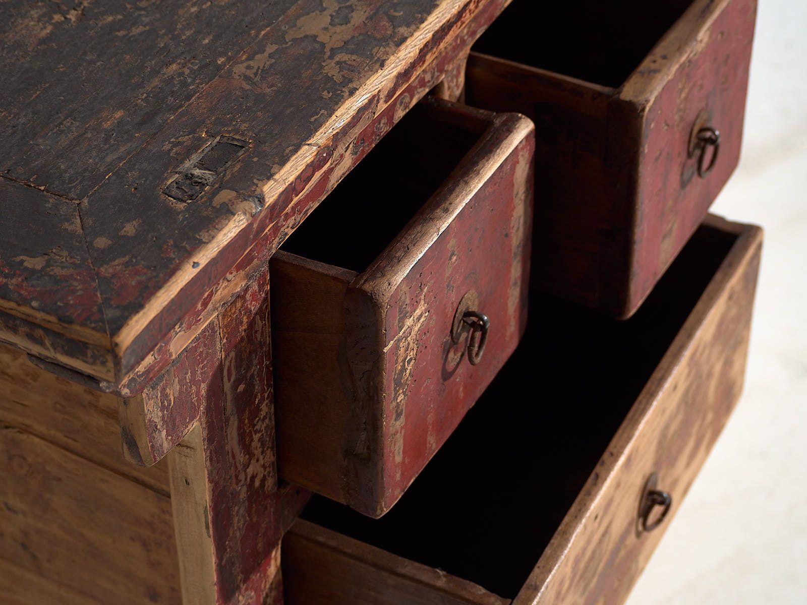 Antique Oriental Cabinet With Red Patina (C.1900) #77 photo vinterior
