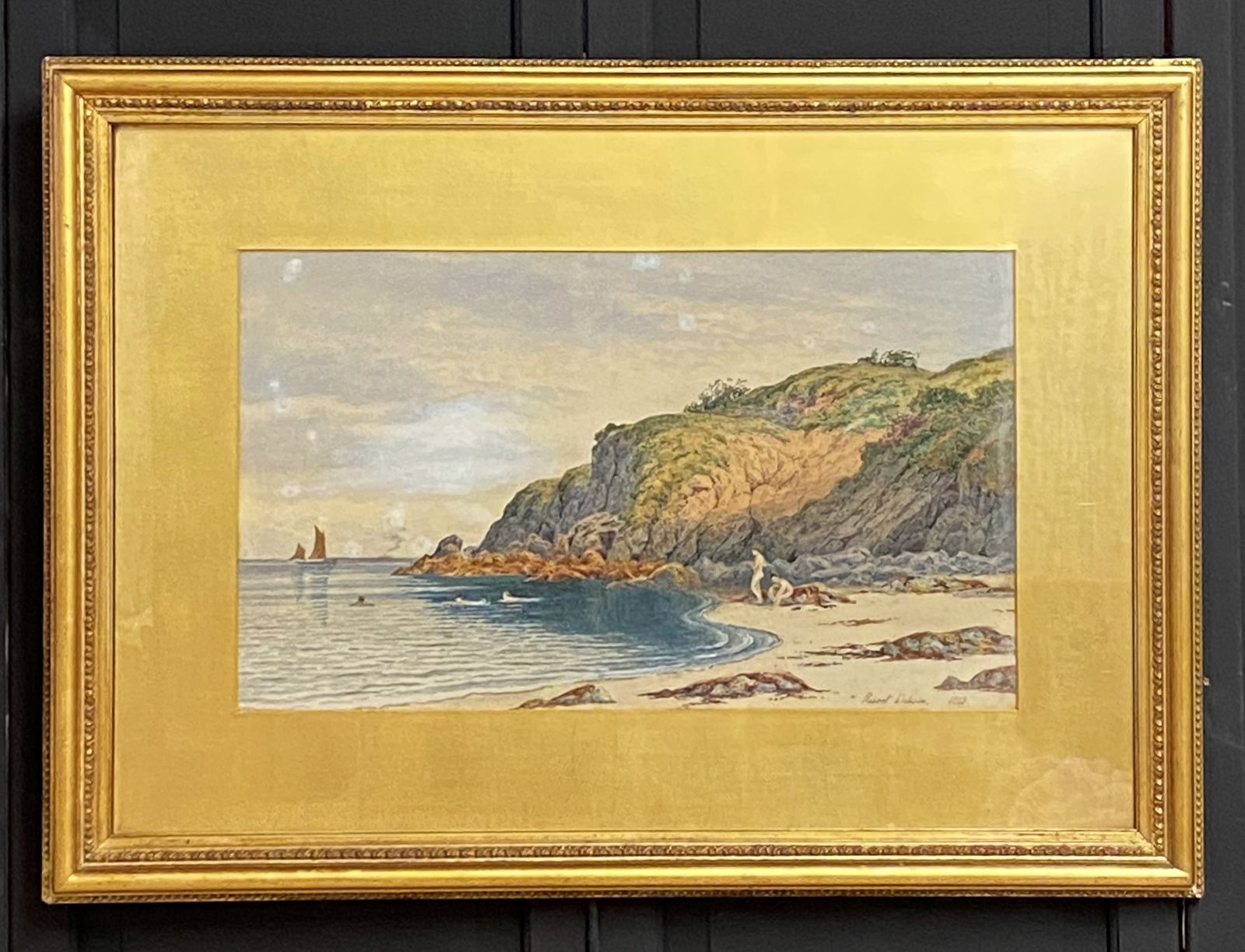 Pair Of Large Victorian Watercolour Coastal Scenes photo furniture