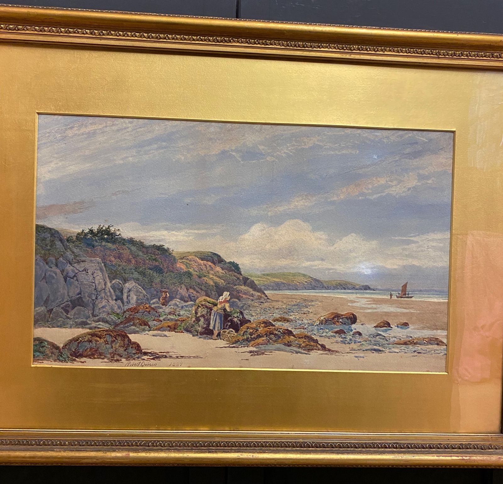 Pair Of Large Victorian Watercolour Coastal Scenes photo for sale