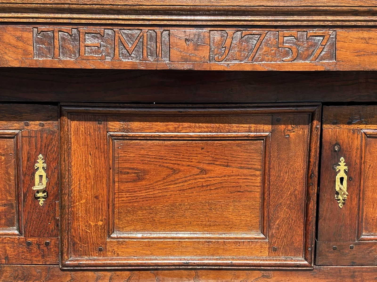 18th Century English Elm Court Cupboard photo vintage