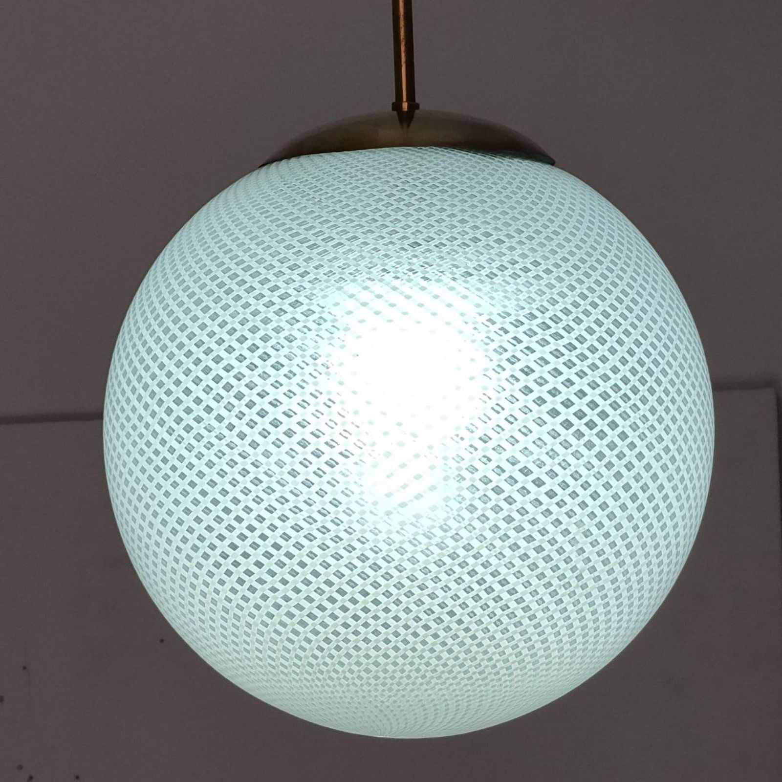 Globe Chandelier Reticello Attibuited To Carlo Scarpa Per Venini, Murano, 1950s photo for sale