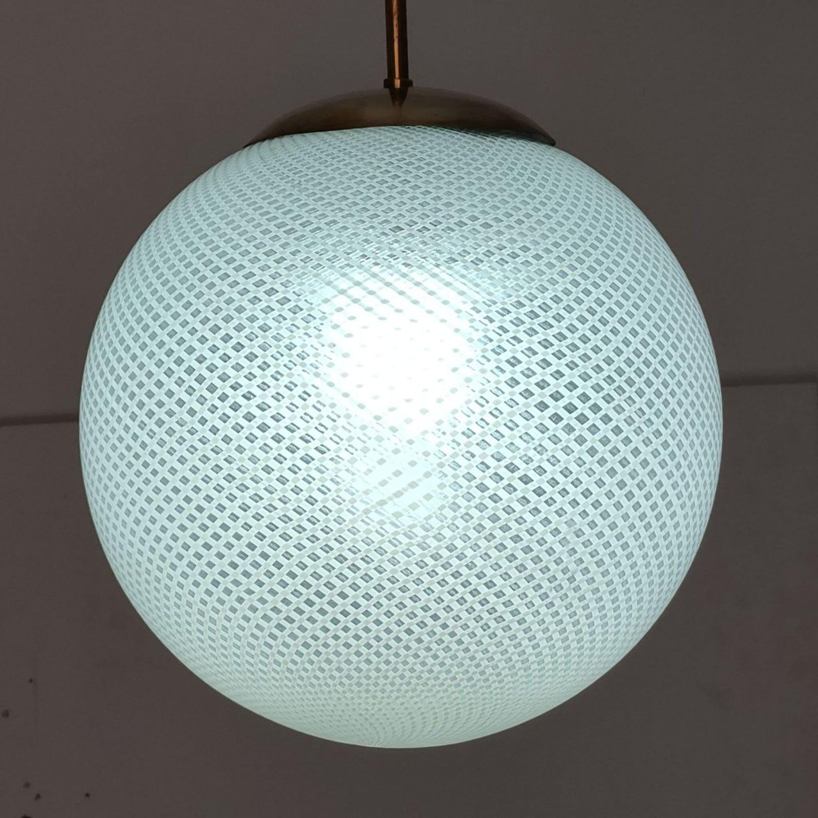 Globe Chandelier Reticello Attibuited To Carlo Scarpa Per Venini, Murano, 1950s photo vintage
