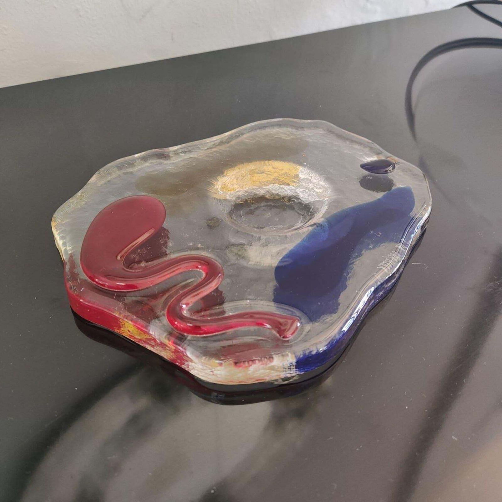 Mid Century Modern Murano Glass Catchall Ashtray Luigi Serafini Memphis 1980s photo for sale