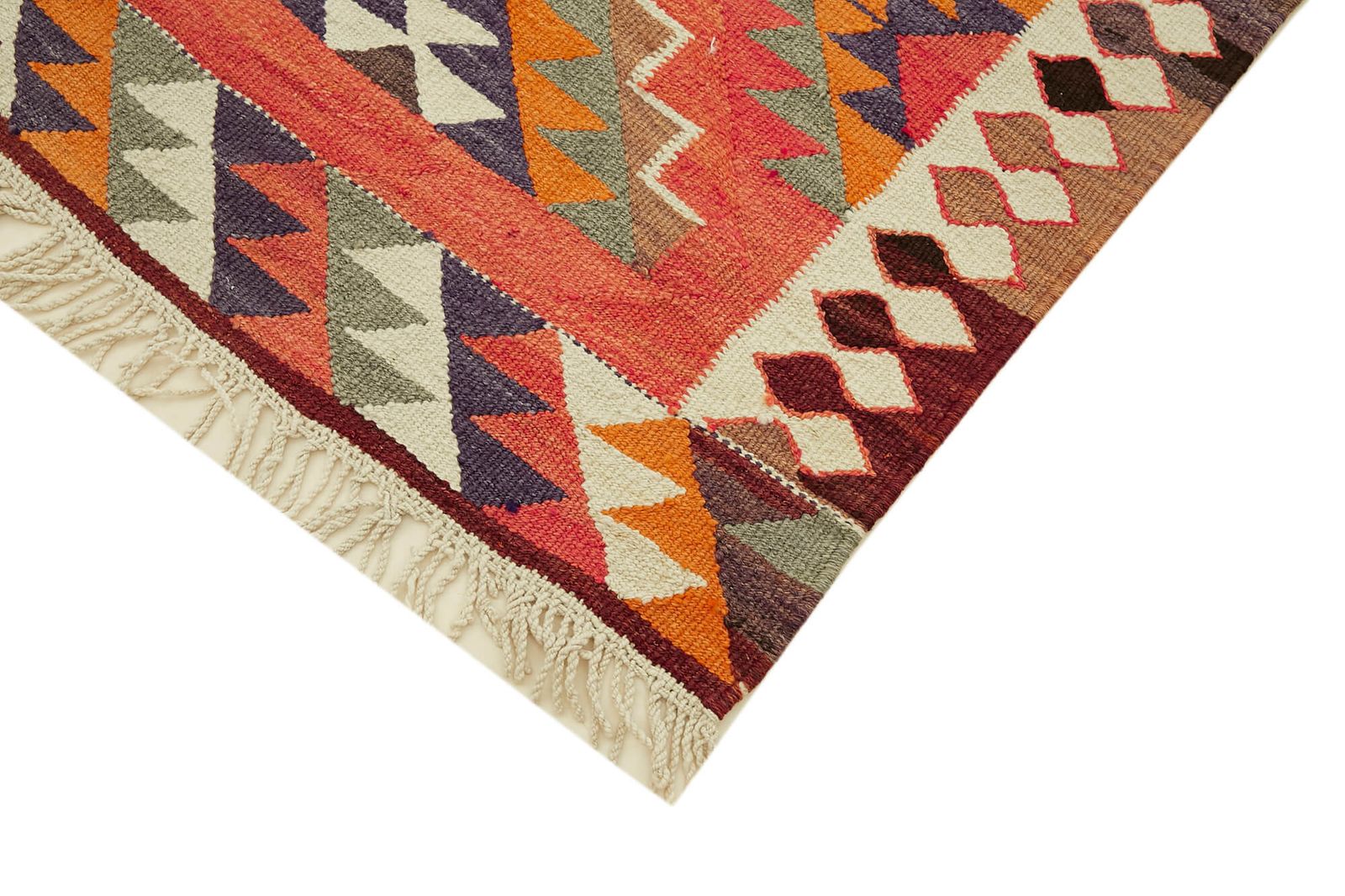 Handmade Multicolor Boho Runner Kilim Rug 100 Cm X 345 Cm photo Textiles