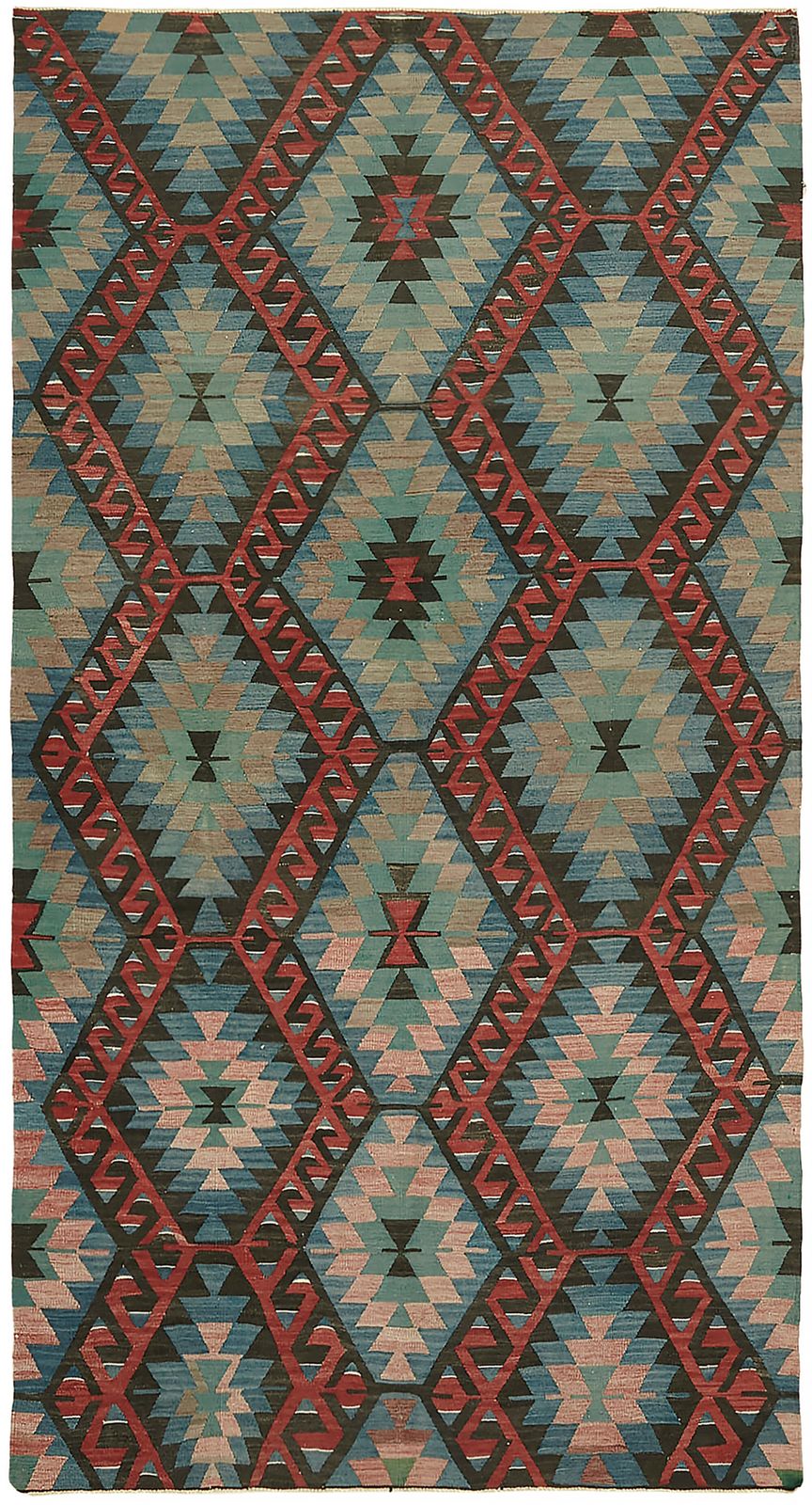 Handmade Multicolor Oriental Kilim Rug 158 Cm X 296 Cm