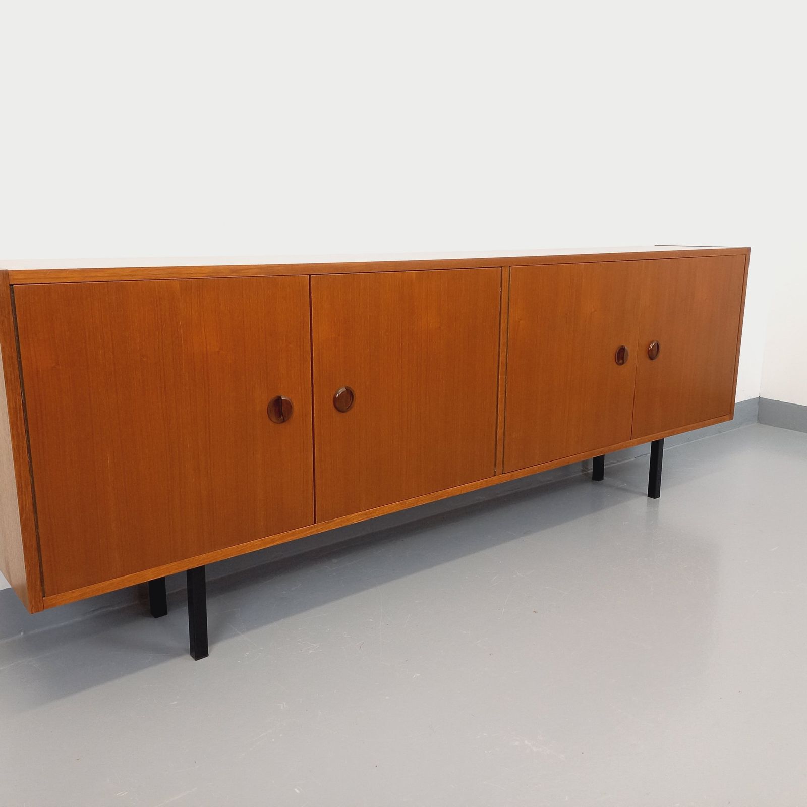 Modernist Sideboard In Teak With Black Metal Legs photo furniture