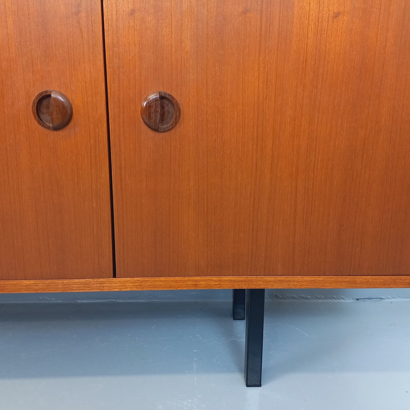 Modernist Sideboard In Teak With Black Metal Legs photo vinterior
