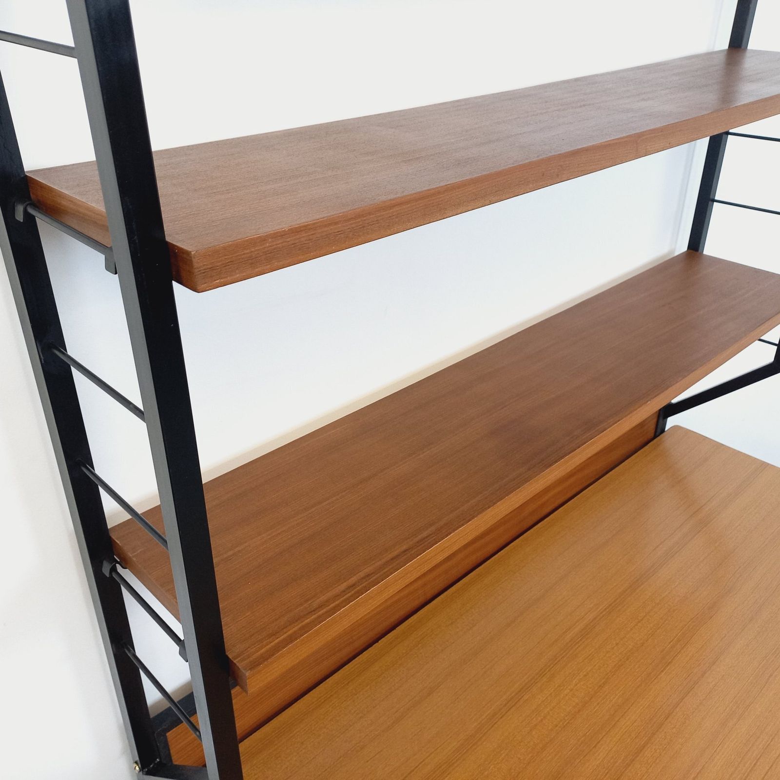 photo furniture Desk With String Bookcase In Teak, Metal And Melamine