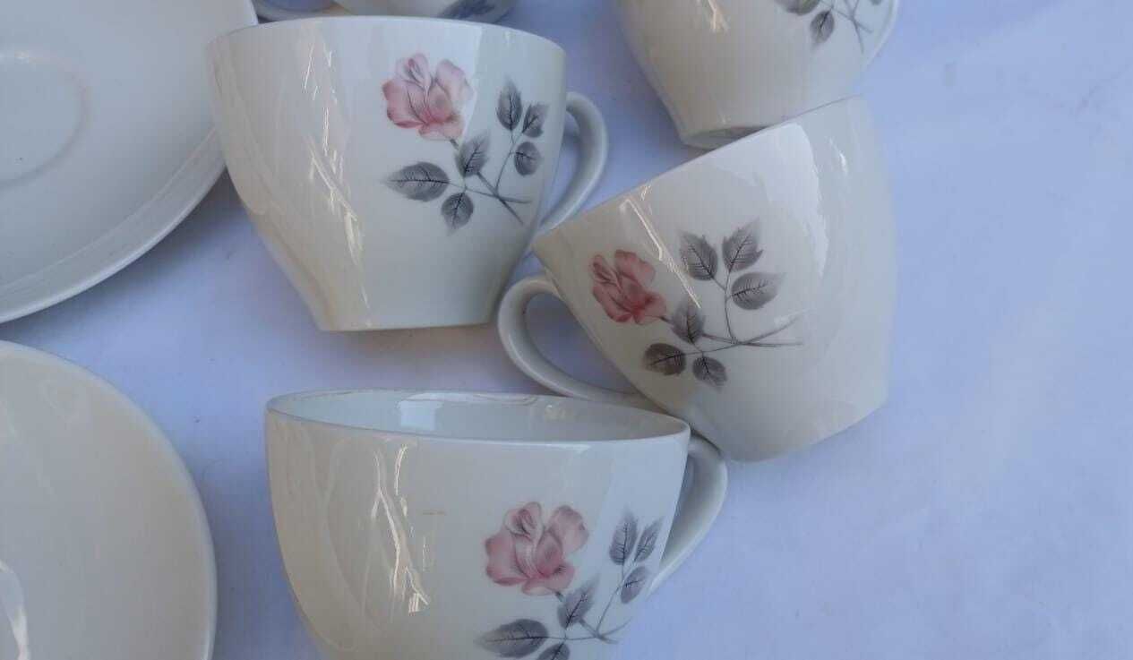 Vintage Royal Doulton "Pillar Rose", Vintage Set Of 6 Coffee Cups & Saucers, Delicate English China, Coffee Set, Coffeeware C1970s photo buy