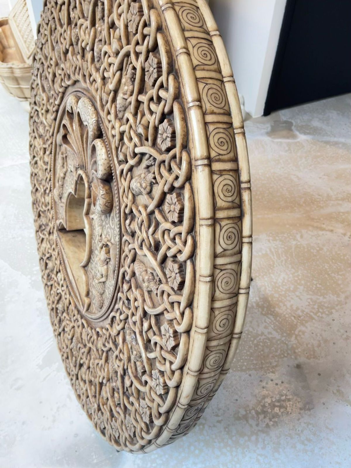 Antique Jain Marble Mandala Panel Featuring Parshvanatha – Hand Carved Low Relief Sculpture From 18th Century Rajasthan, India photo Art