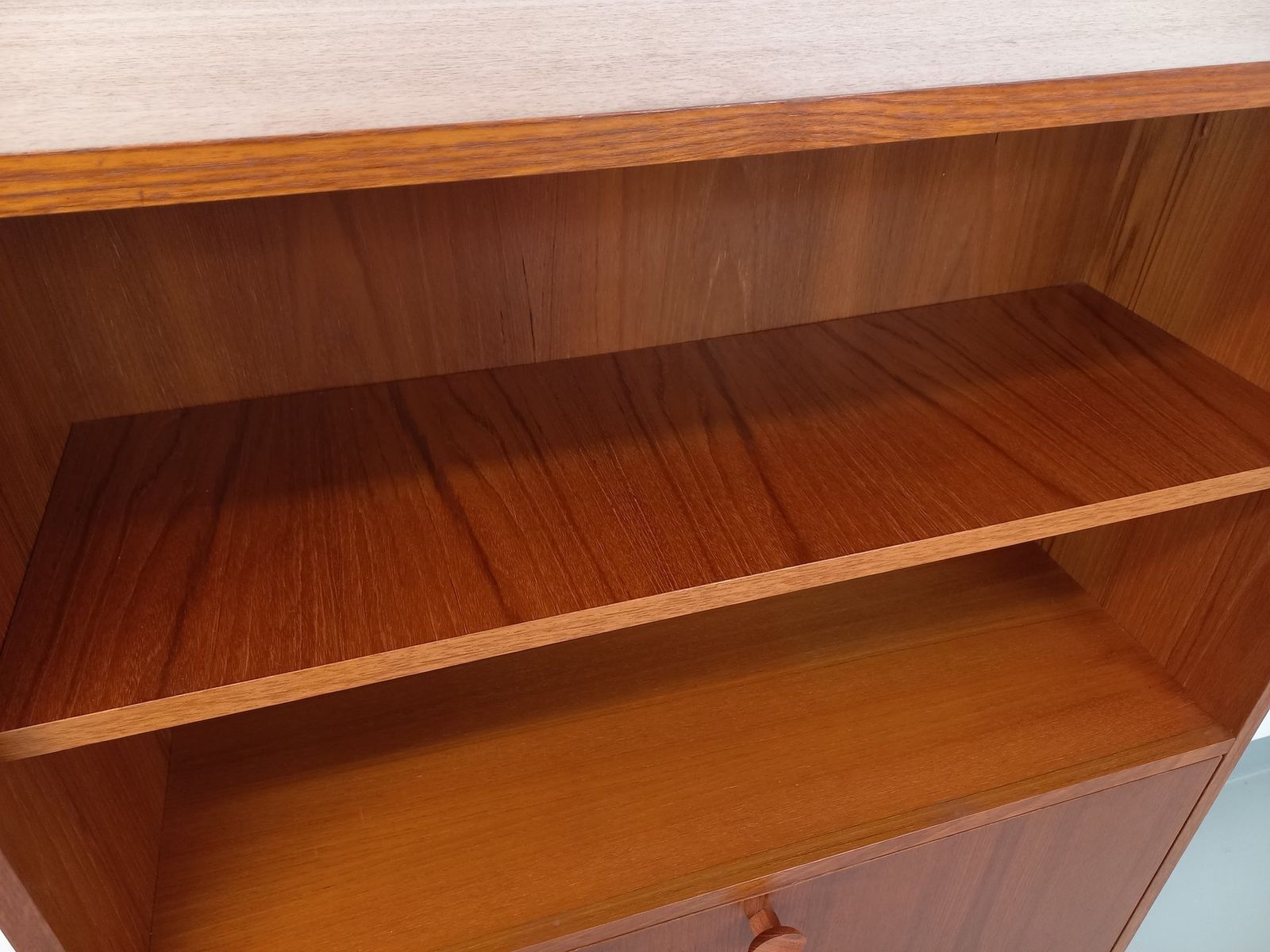 Modernist Bookcase 2 In Teak And Black Metal Legs photo vintage