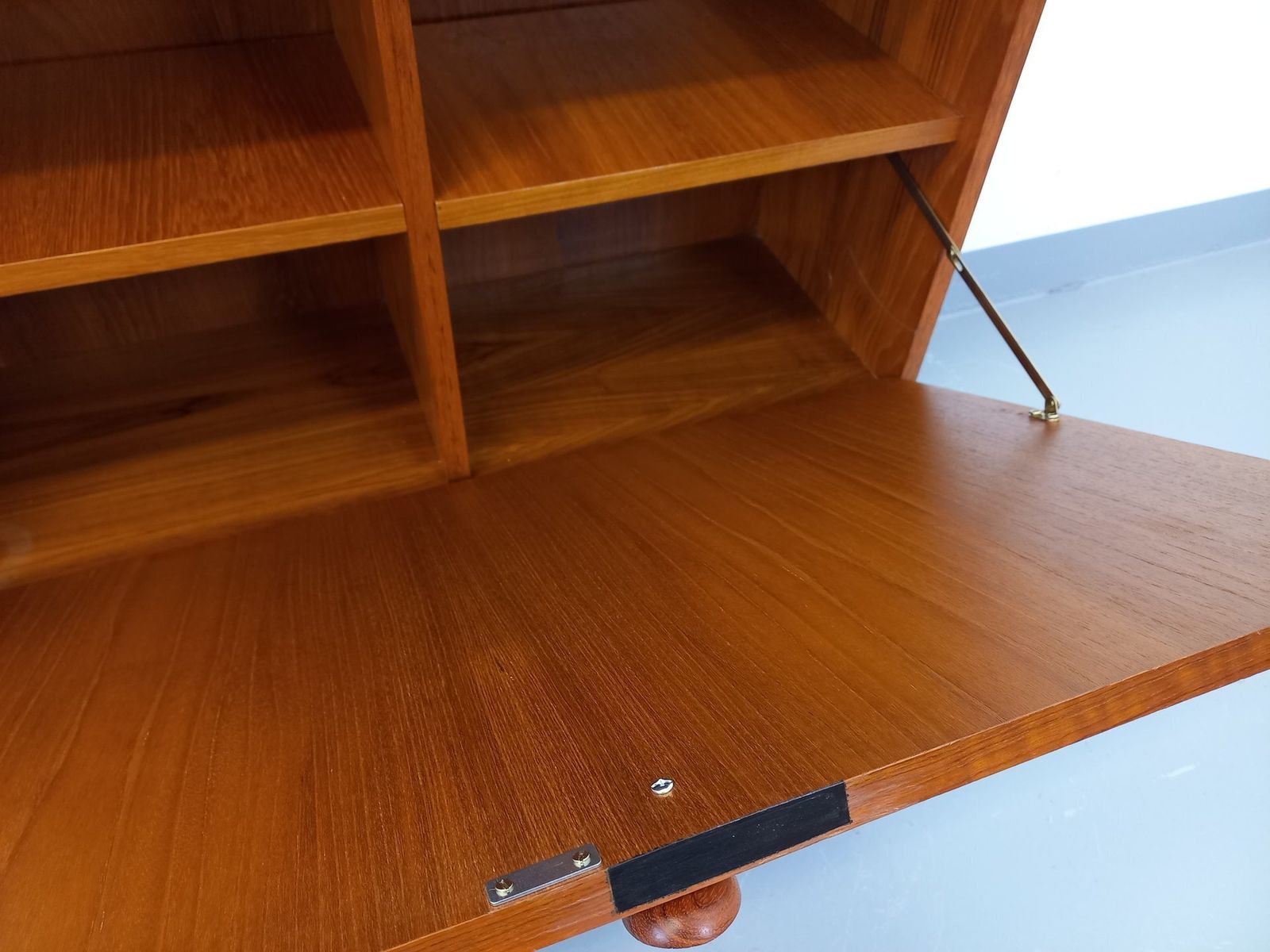 Furniture Modernist Bookcase 2 In Teak And Black Metal Legs photo