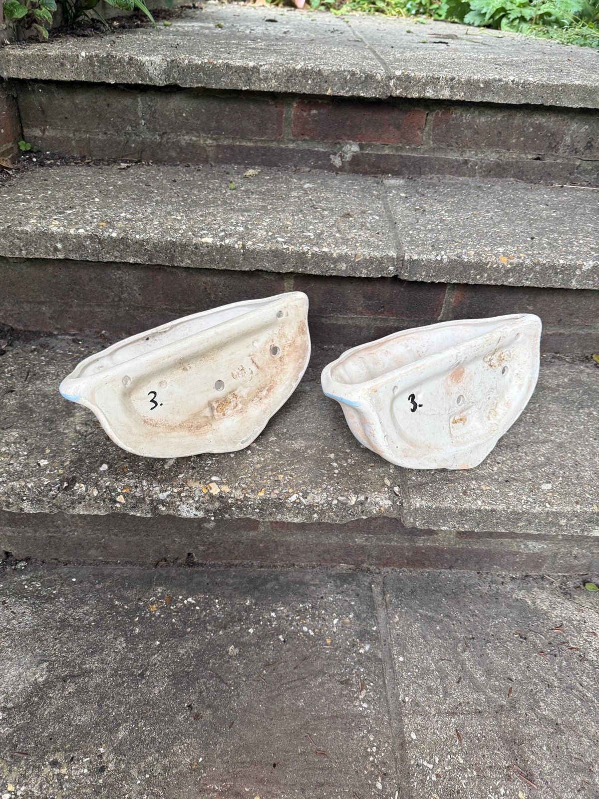 Vintage Pair Of Plaster Wall Planters Or Vintage Outdoor Light Sconces   Delightfully Mediterranean, 1980s Painted Finish, Shell Shaped photo buy