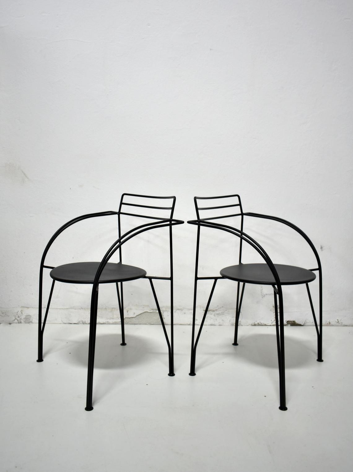 Vintage Cafe Or Bistro Postmodern Metal Wire Chair 'Lune D'argent' Designed By Pascal Mourgue In The 1980s