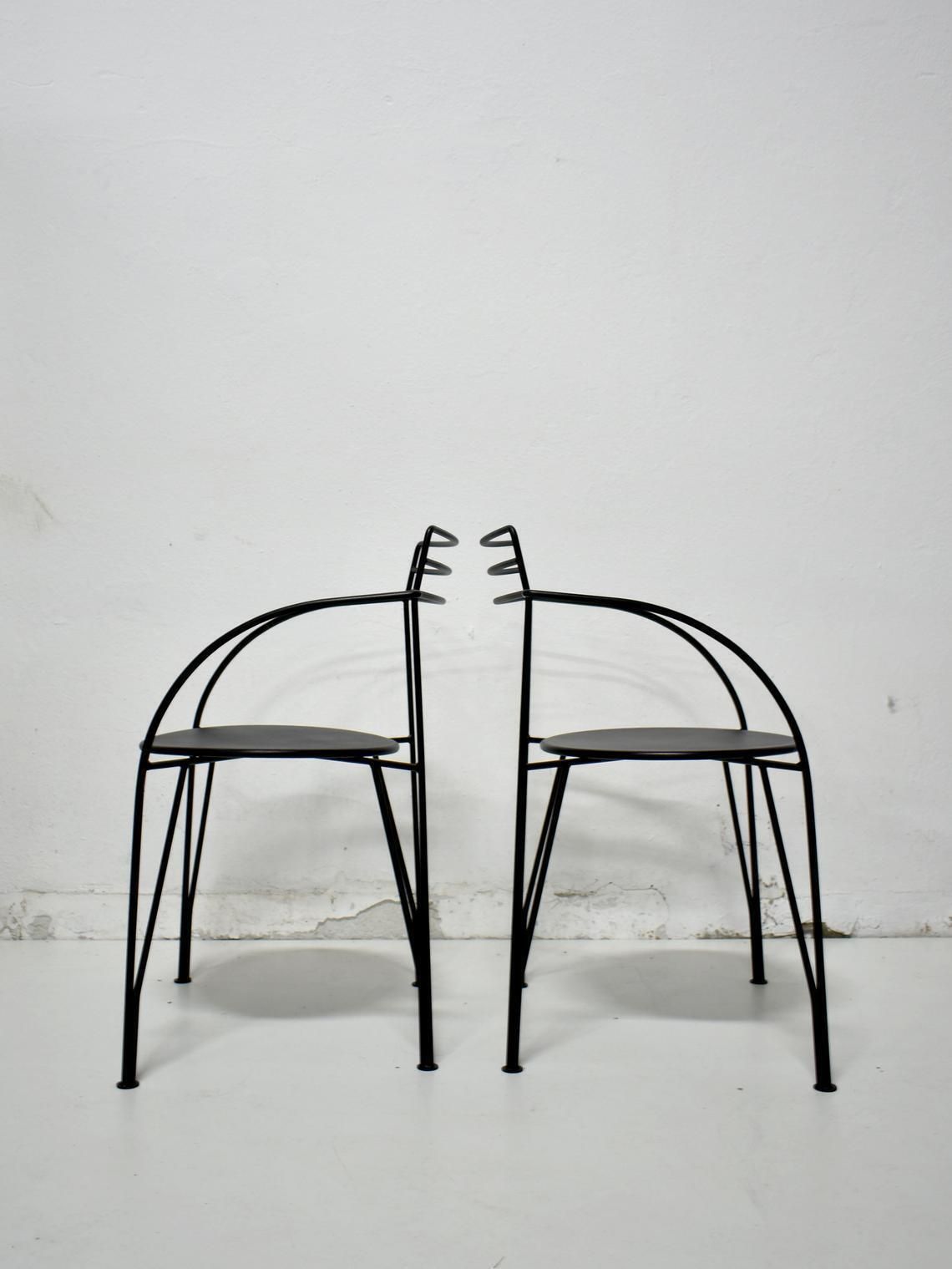 Vintage Cafe Or Bistro Postmodern Metal Wire Chair 'Lune D'argent' Designed By Pascal Mourgue In The 1980s photo 216.0