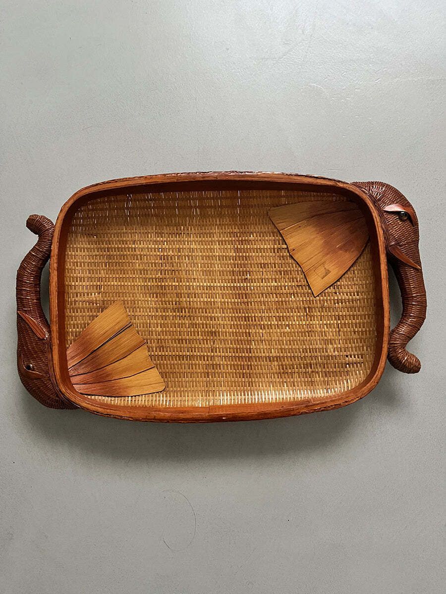 Boho Chic Elephant Vintage Chinese Tray  Top Art photo furniture