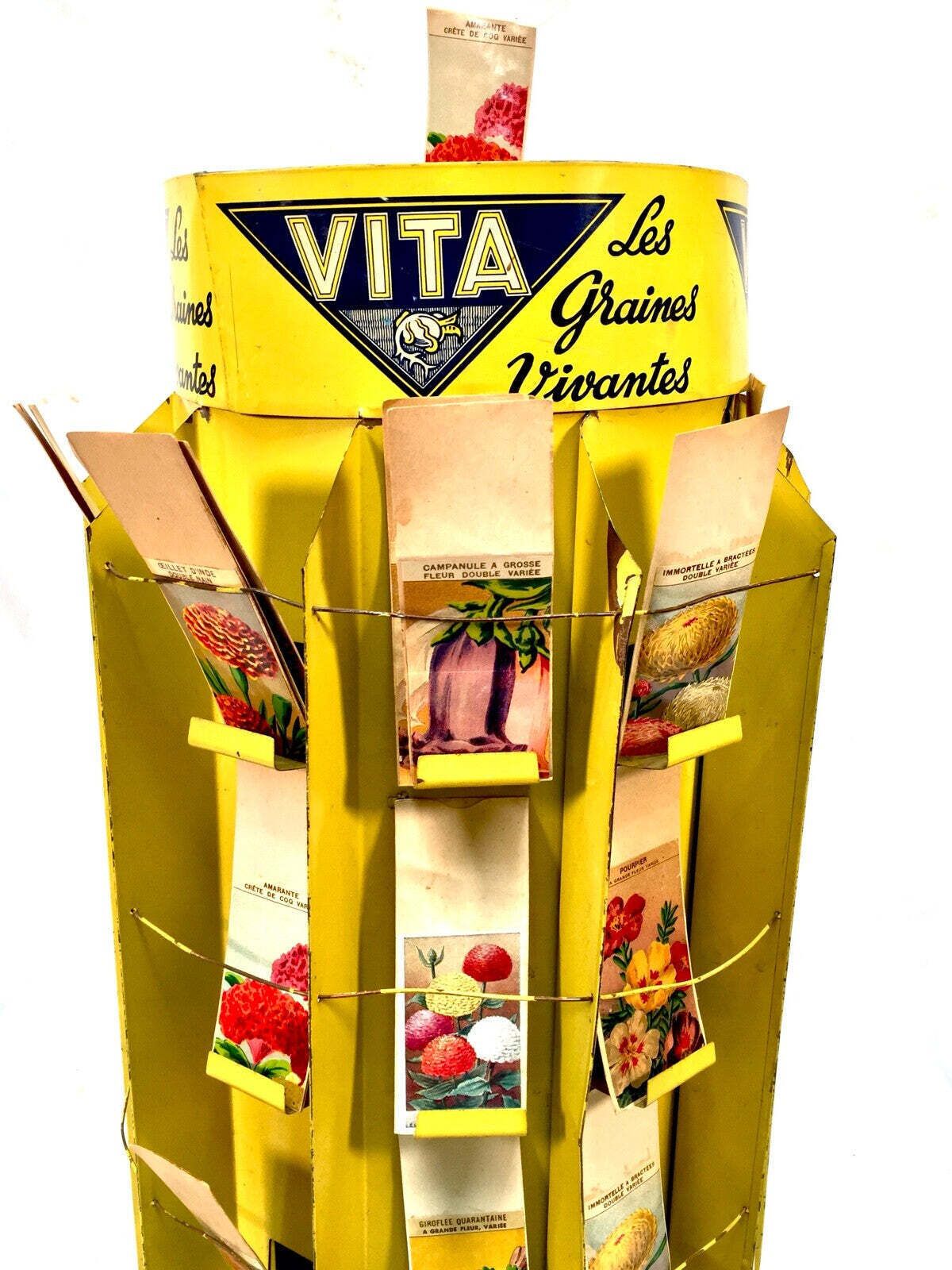 995.0 Antique Advertising Large French Shop Display Stand For Vita Garden Flower Seeds photo