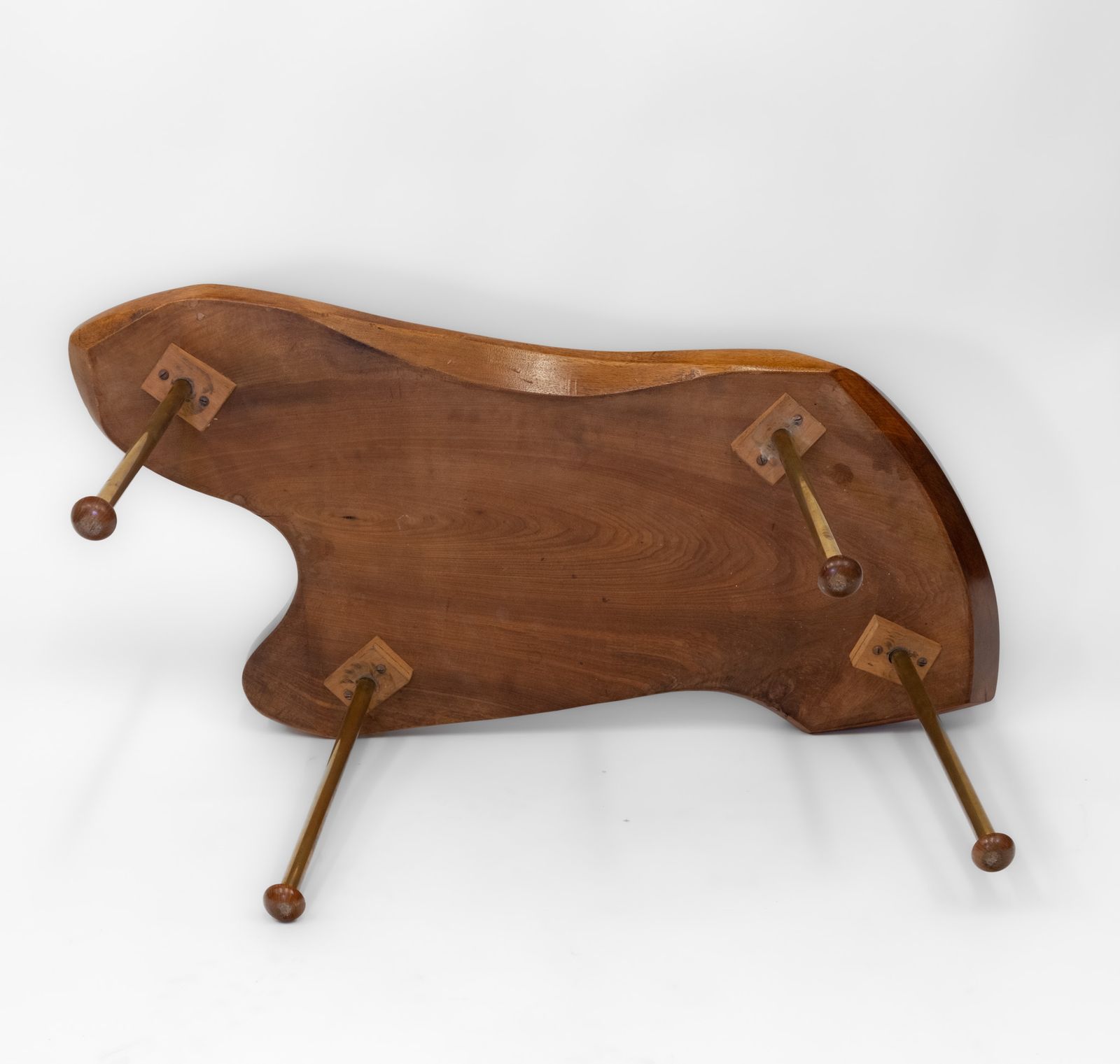 Carl Auböck Manner Walnut & Brass Organic Form Coffee Table 1950 photo furniture