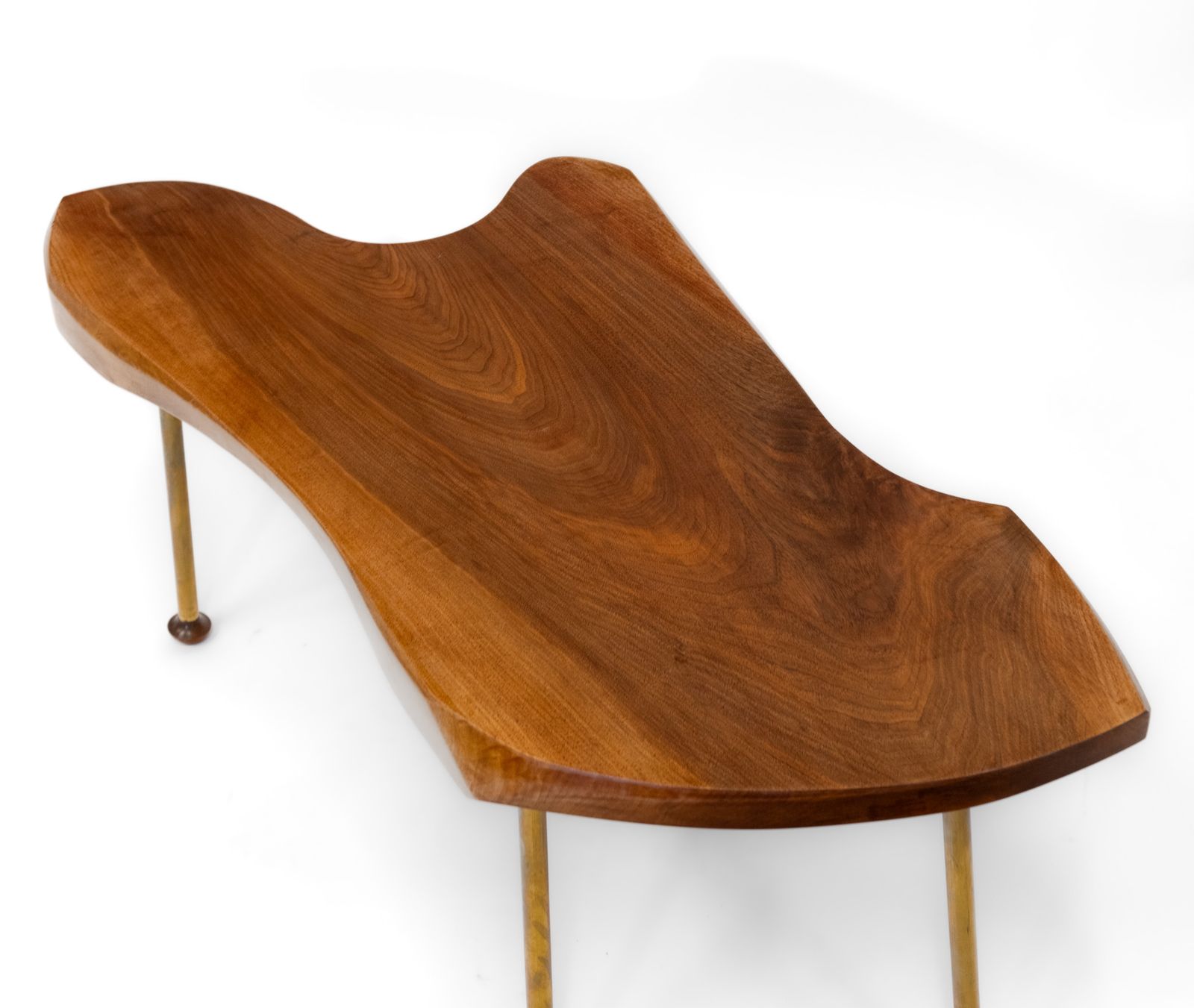 Carl Auböck Manner Walnut & Brass Organic Form Coffee Table 1950 photo 875.0