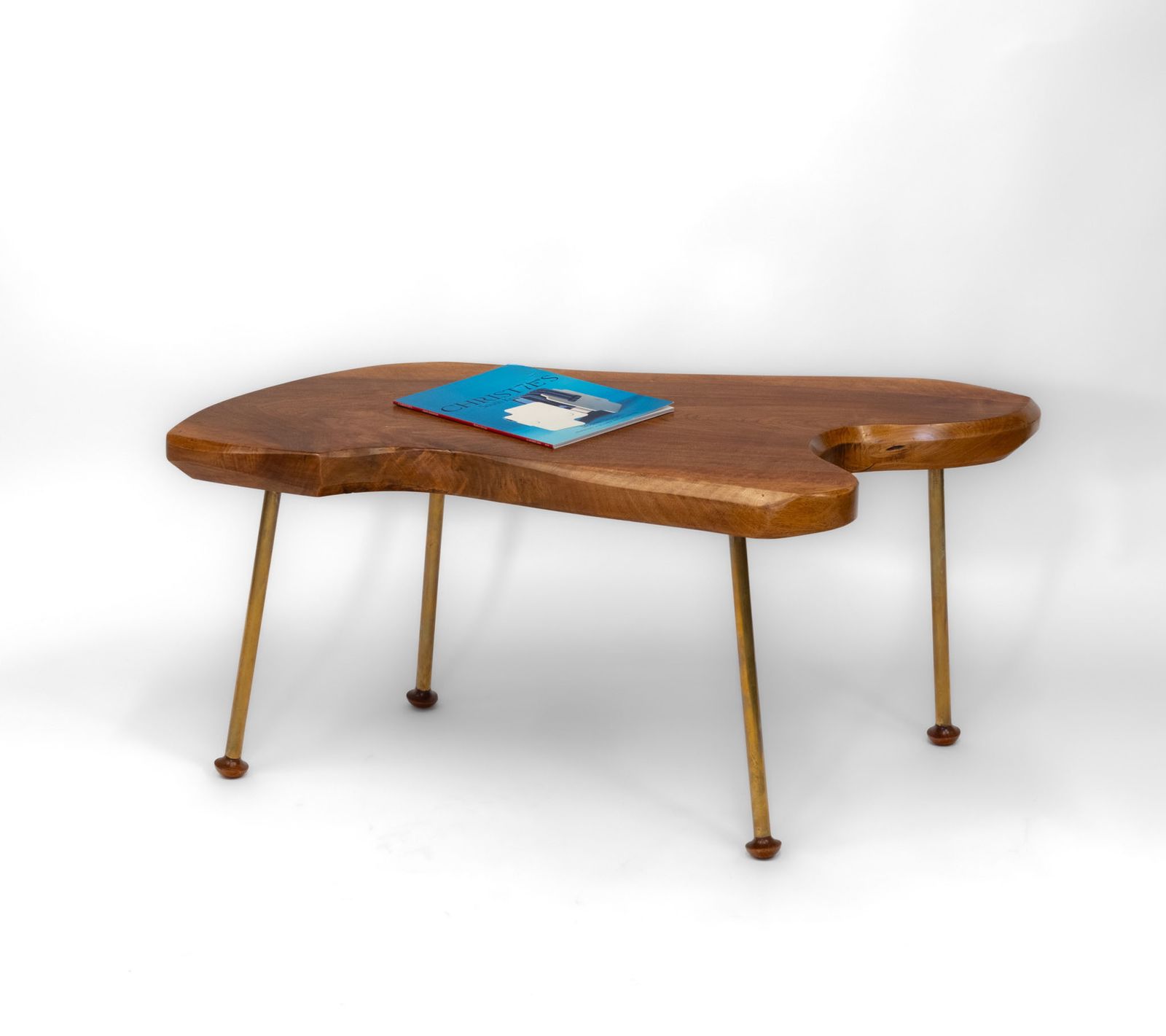 Furniture Carl Auböck Manner Walnut & Brass Organic Form Coffee Table 1950 photo