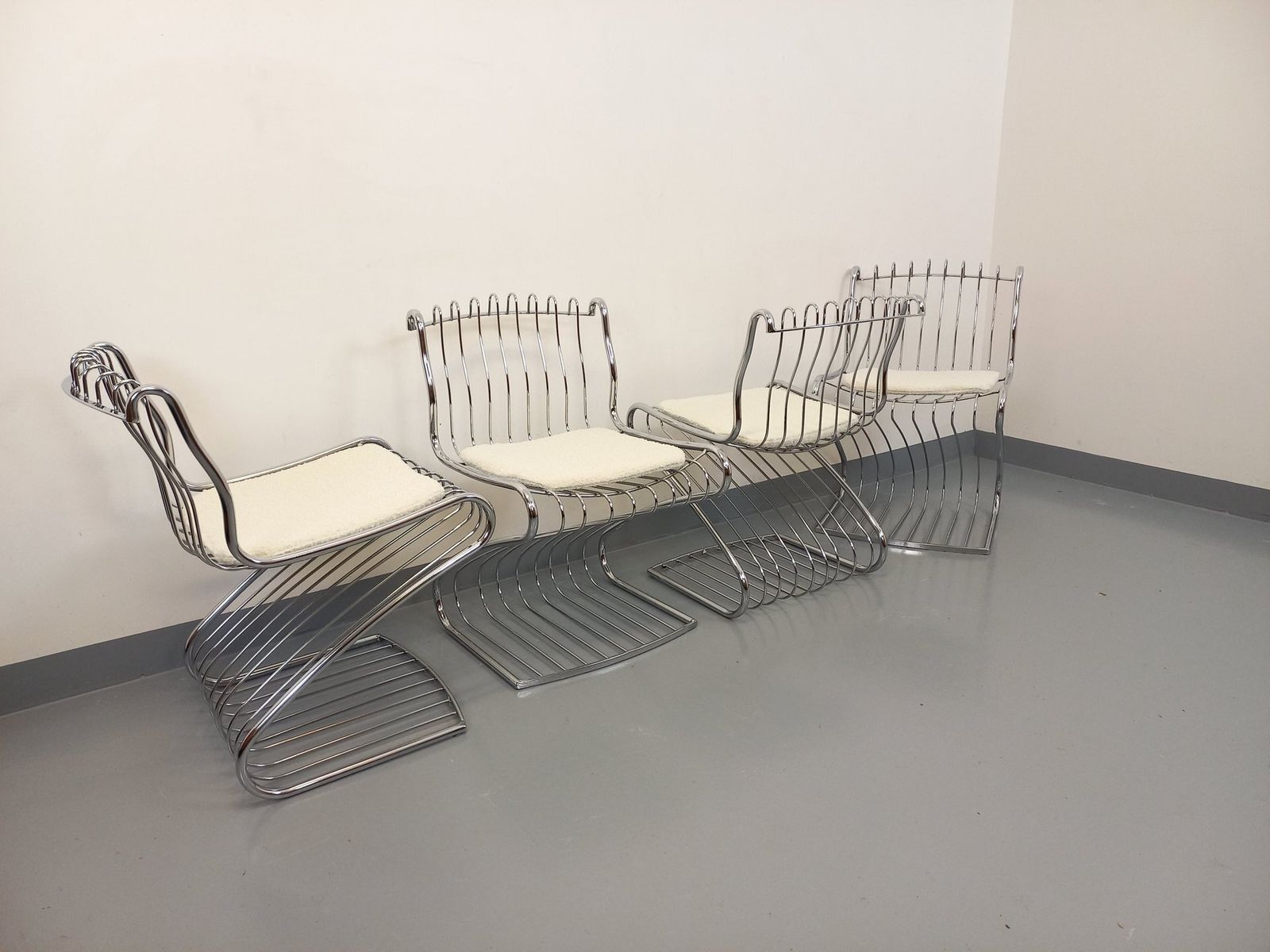 4 Gastone Rinaldi Chairs In Chrome Metal photo furniture