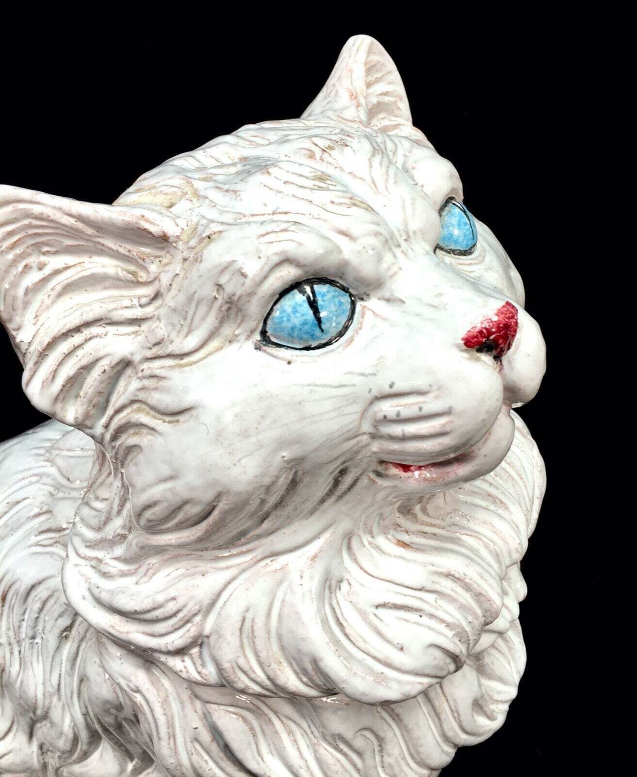 Vintage 1960s Italian Ceramic Pottery Cat Kitten Statue / Antique / Mid Century photo for sale