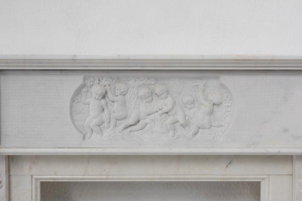French Carrara Marble Fire Place, 1950s photo vinterior