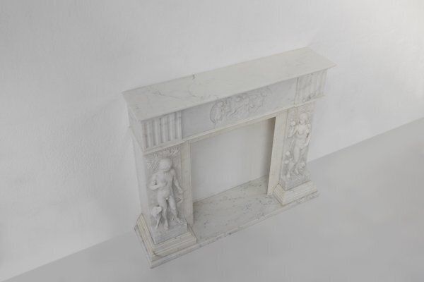 photo buy French Carrara Marble Fire Place, 1950s