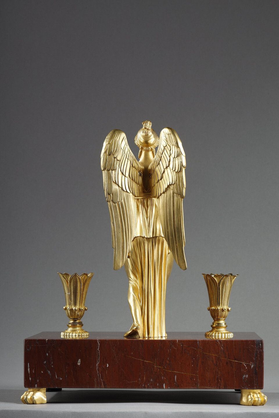 Gilt Bronze And Griotte Red Marble Inkwell, Empire Period, Early 19th Century photo vinterior
