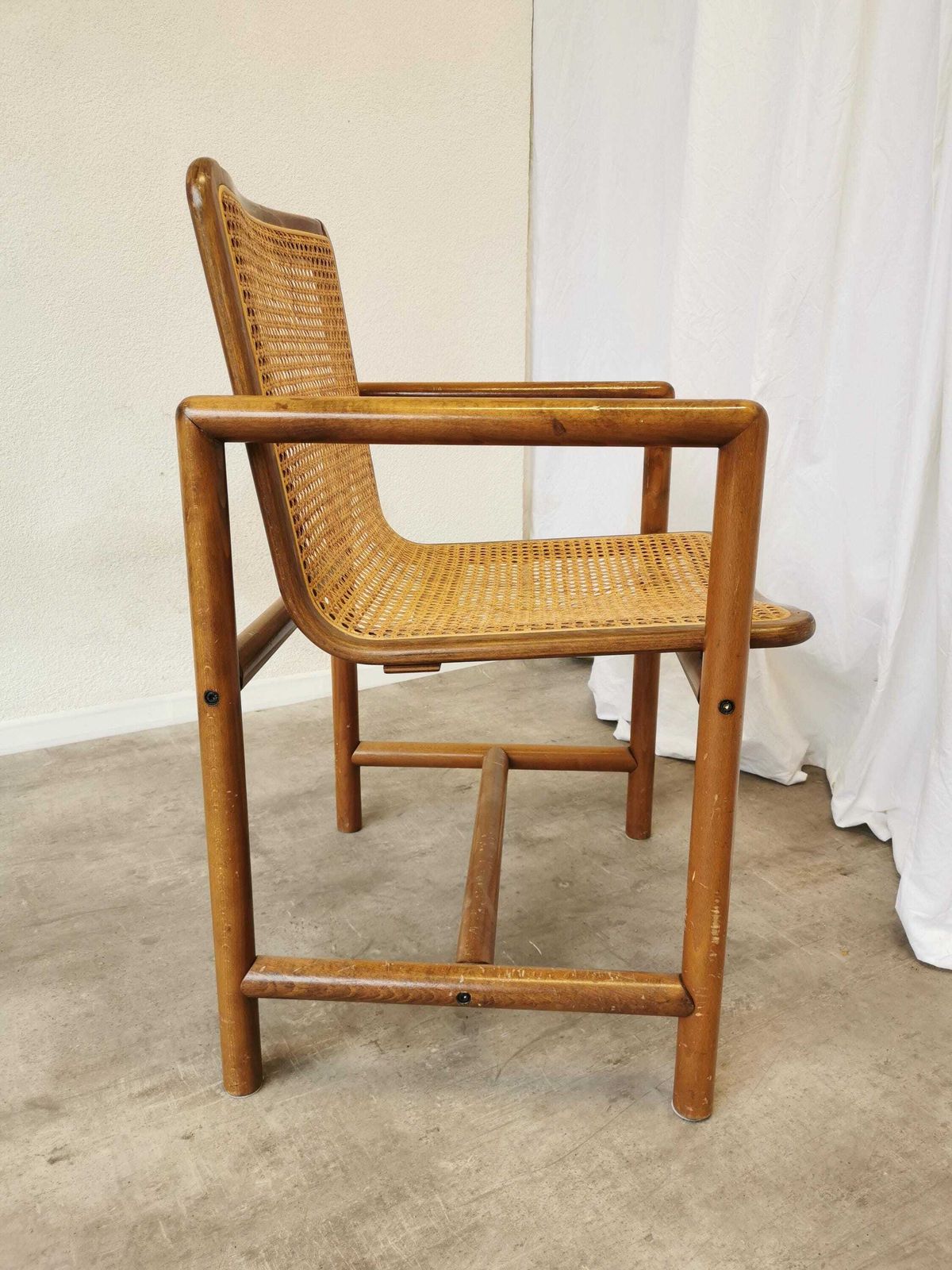 Vintage Wooden Armchair With Cane By Branko Ursic For Stol Kamnik / 1970s Yugoslavia / Mid Century Lounge Reading Chair Centerpiece photo Furniture