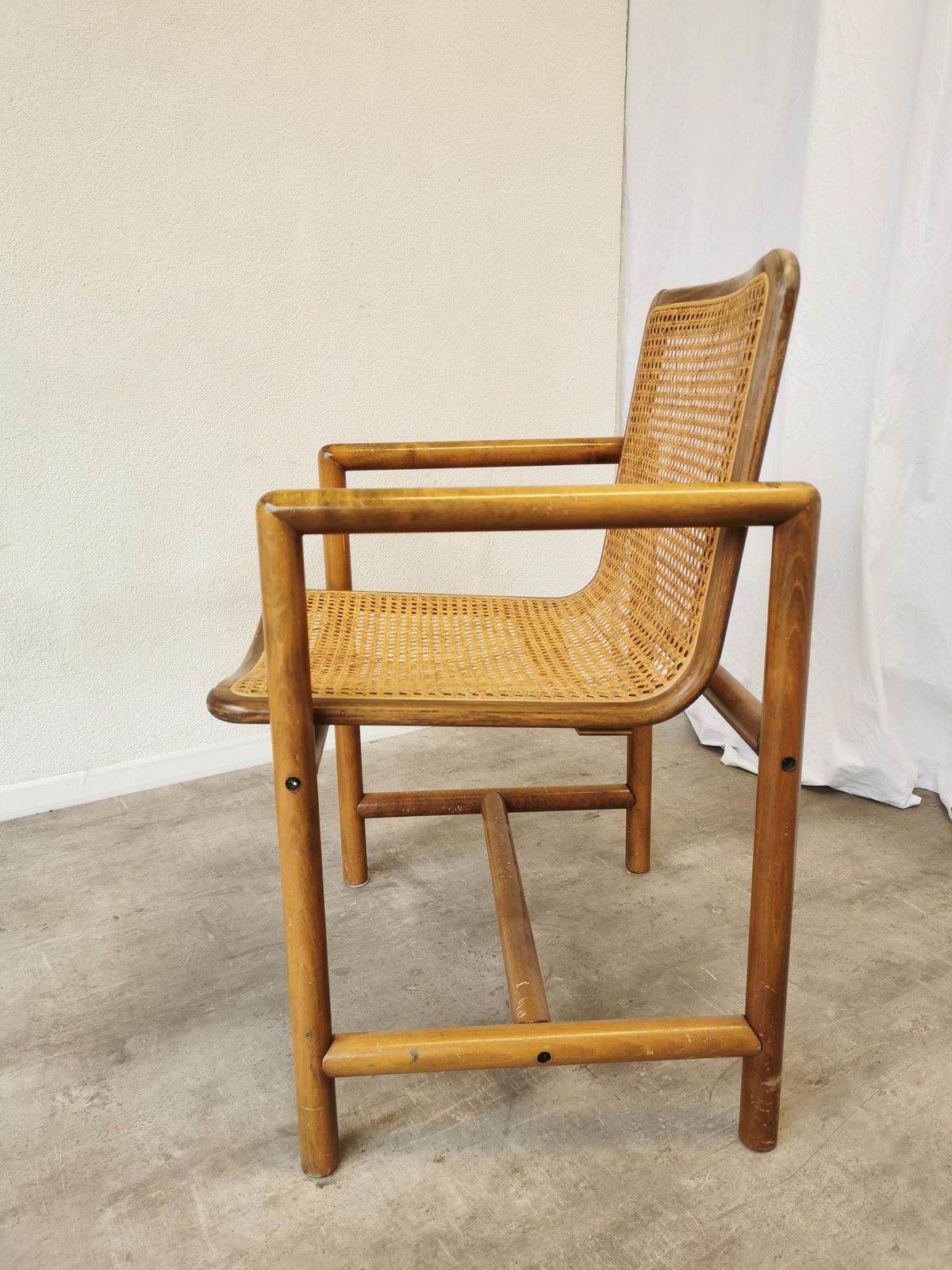 Vintage Wooden Armchair With Cane By Branko Ursic For Stol Kamnik / 1970s Yugoslavia / Mid Century Lounge Reading Chair Centerpiece photo 381.0