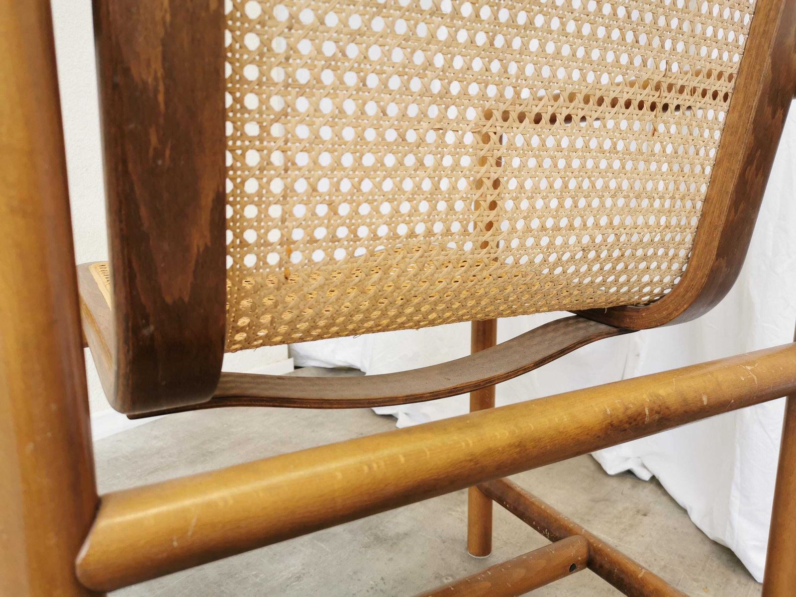 Vintage Wooden Armchair With Cane By Branko Ursic For Stol Kamnik / 1970s Yugoslavia / Mid Century Lounge Reading Chair Centerpiece photo vinterior