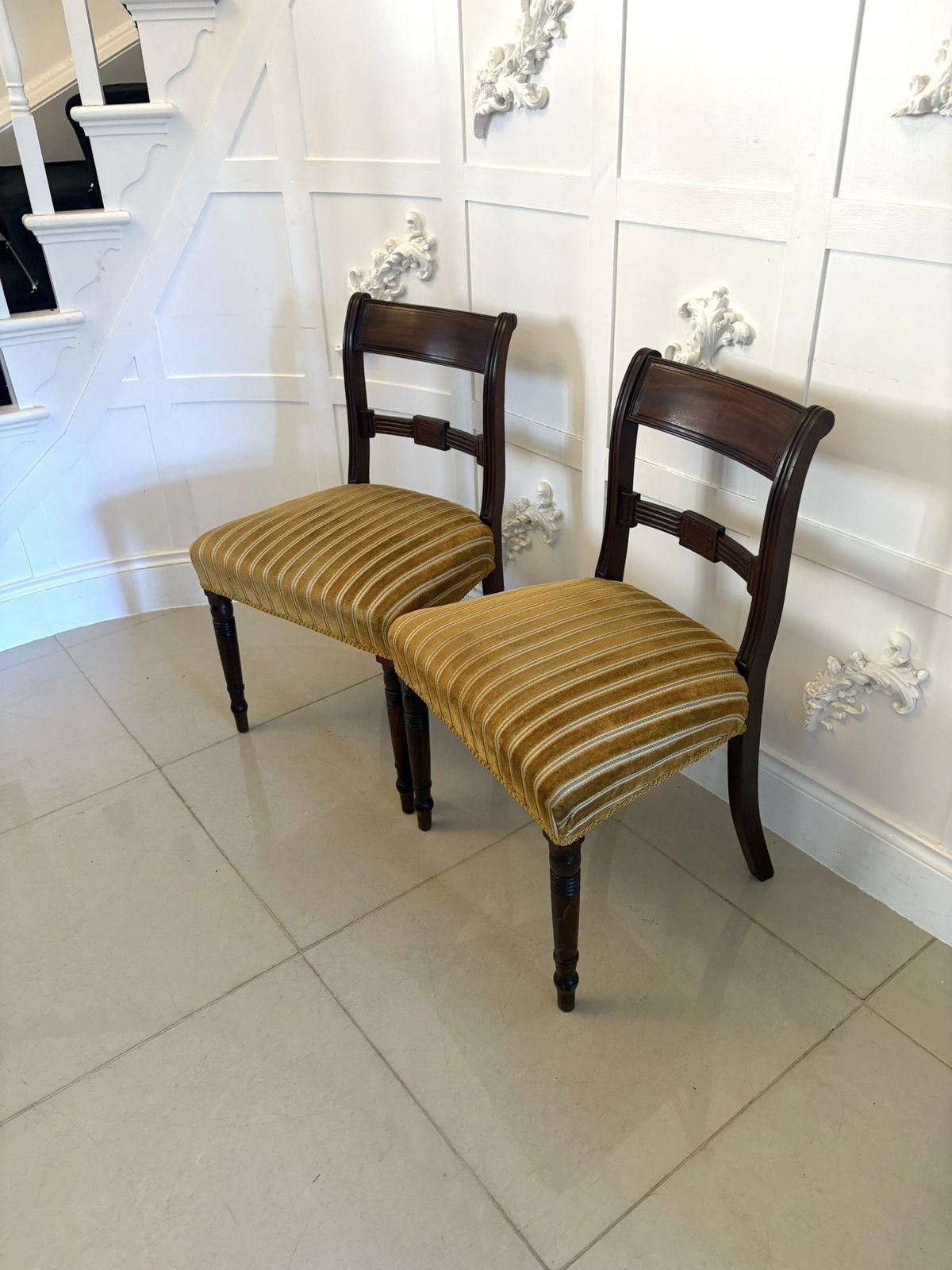 Furniture Pair Of Antique Quality Mahogany Side Chairs photo