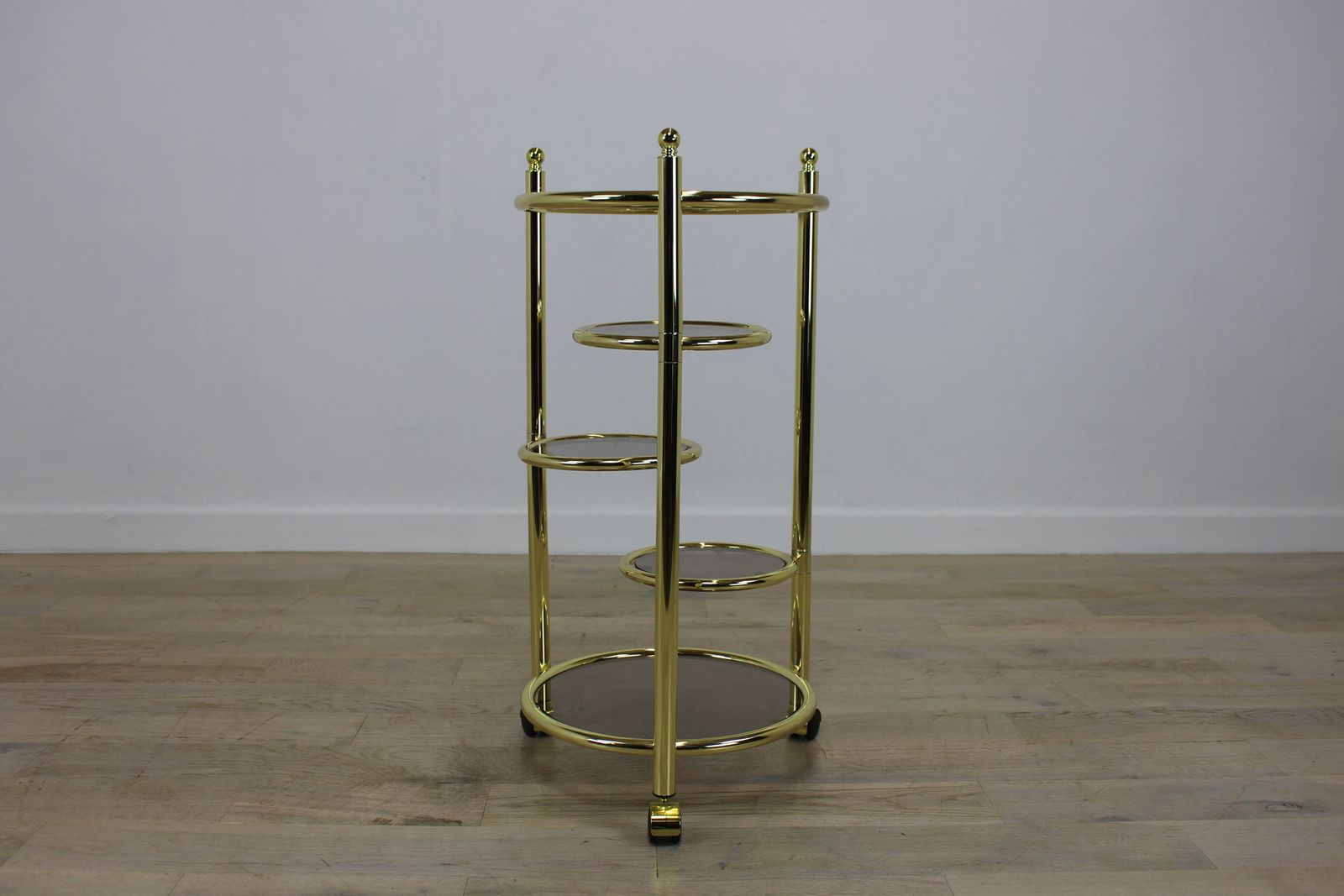 Hollywood Regency Style Brass And Glass Cocktail Trolley photo for sale