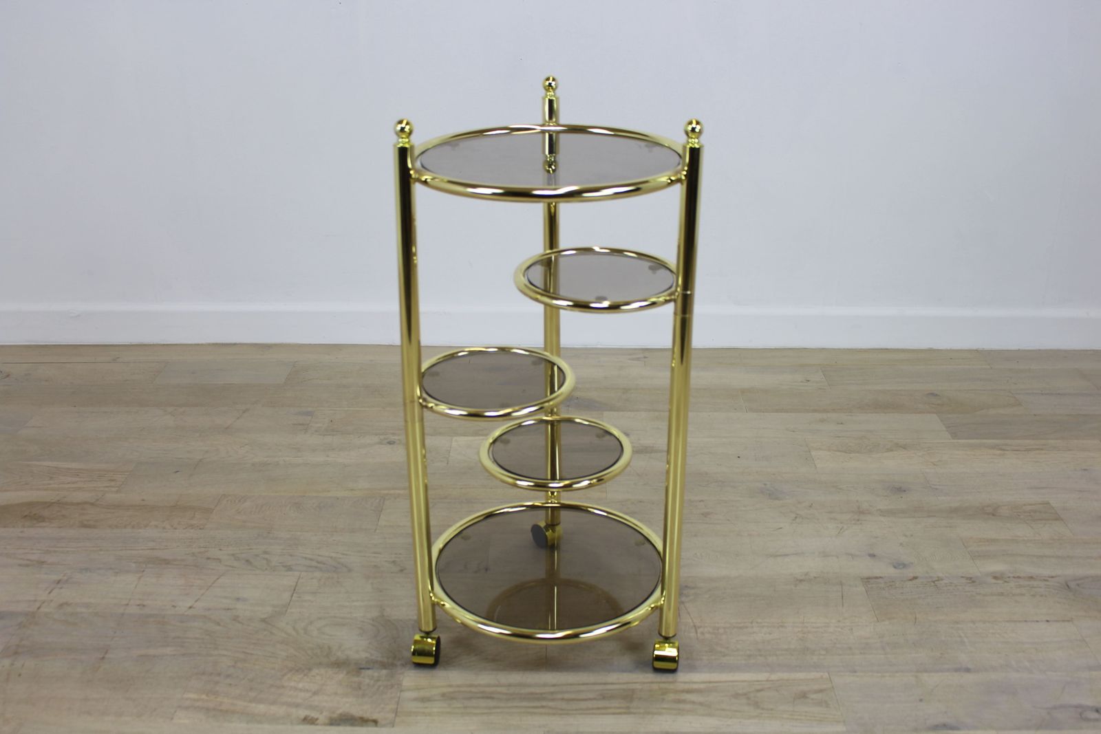 Hollywood Regency Style Brass And Glass Cocktail Trolley photo 295.0