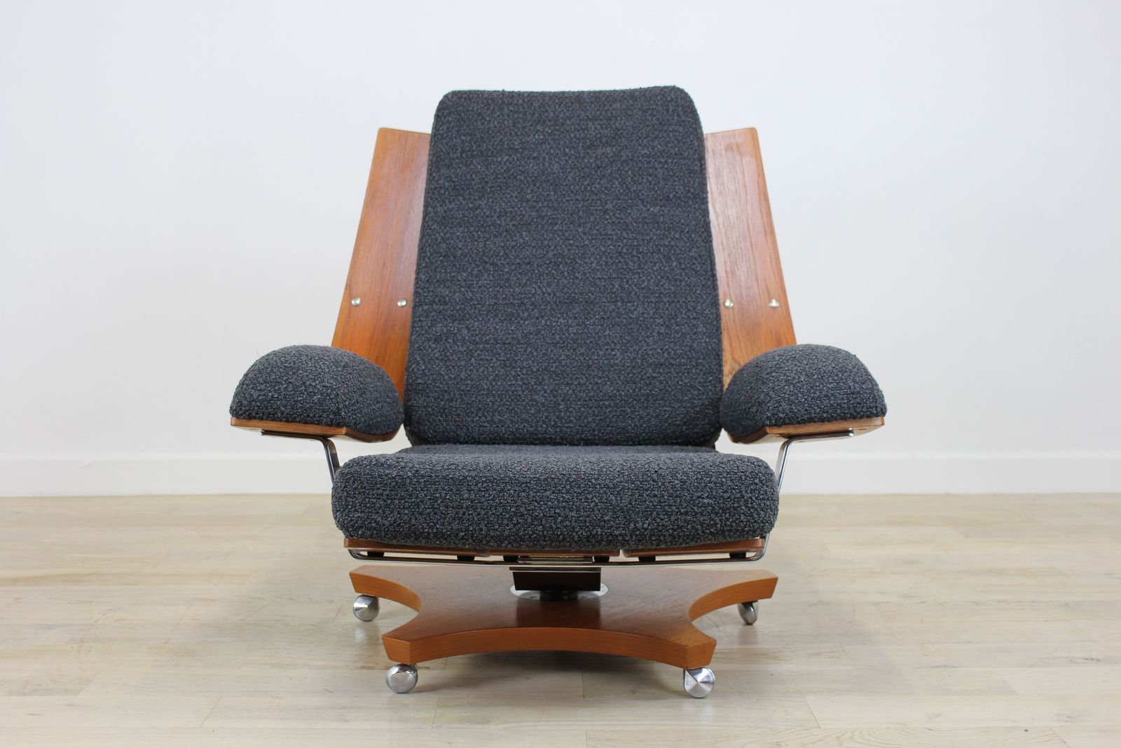 G Plan Teak Housemaster Chair Newly Upholstered In Boucle