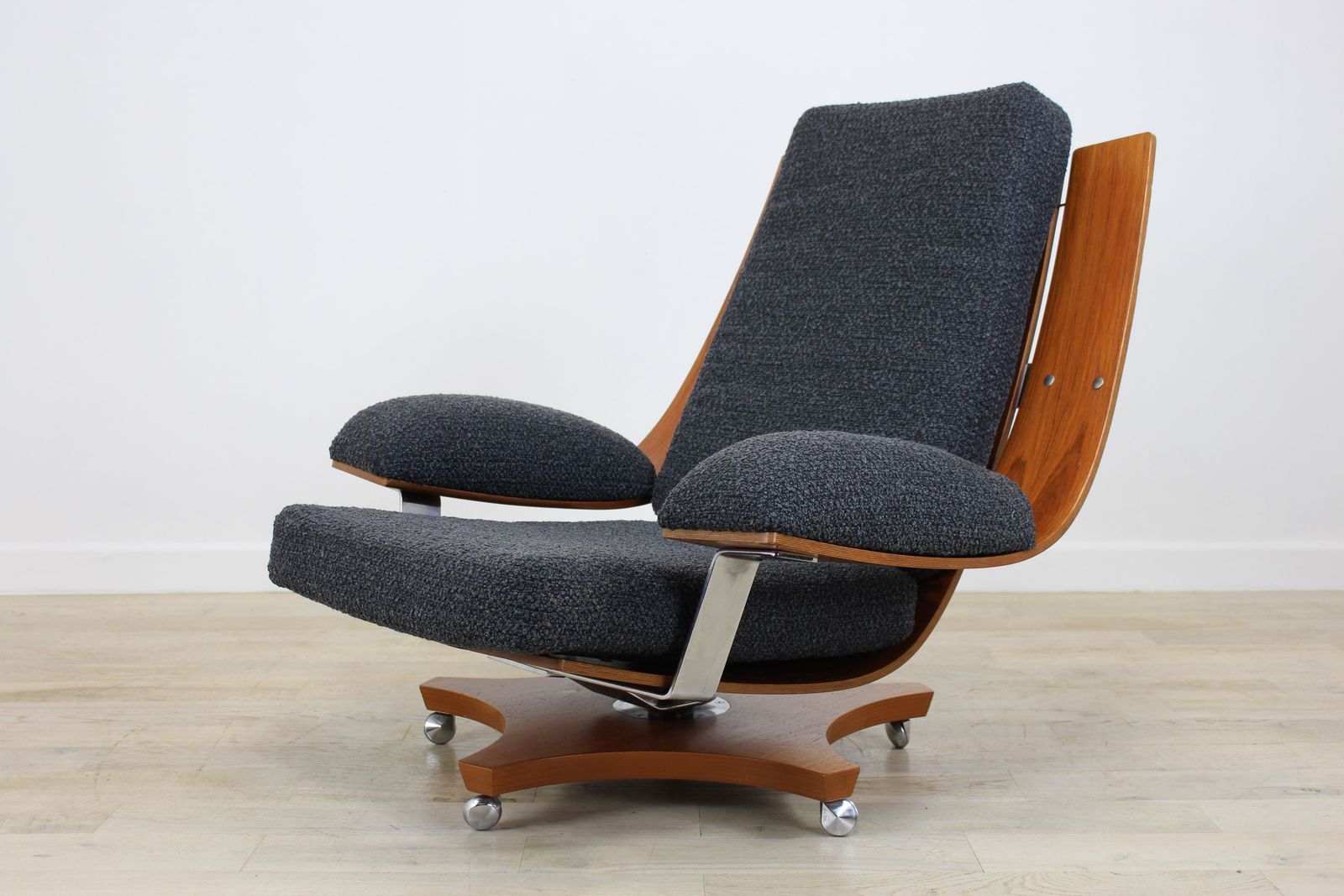 G Plan Teak Housemaster Chair Newly Upholstered In Boucle photo for sale