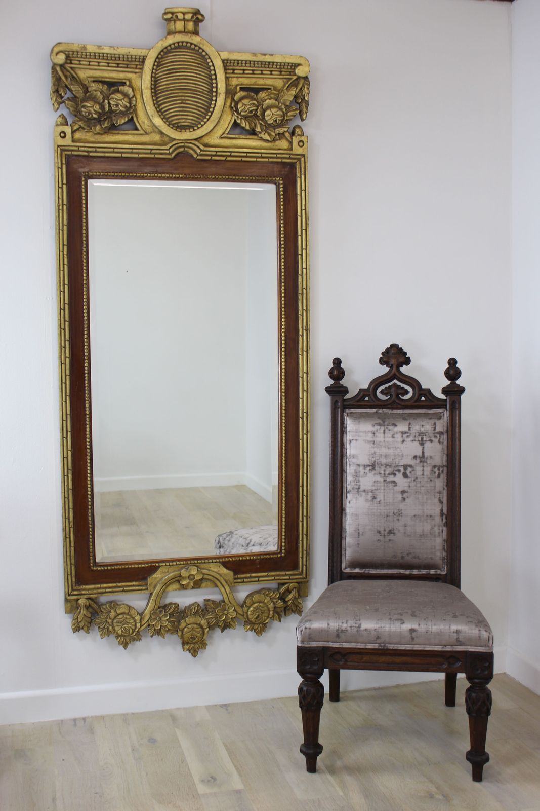 Large Antique Swedish Karl Johan Style Mirror