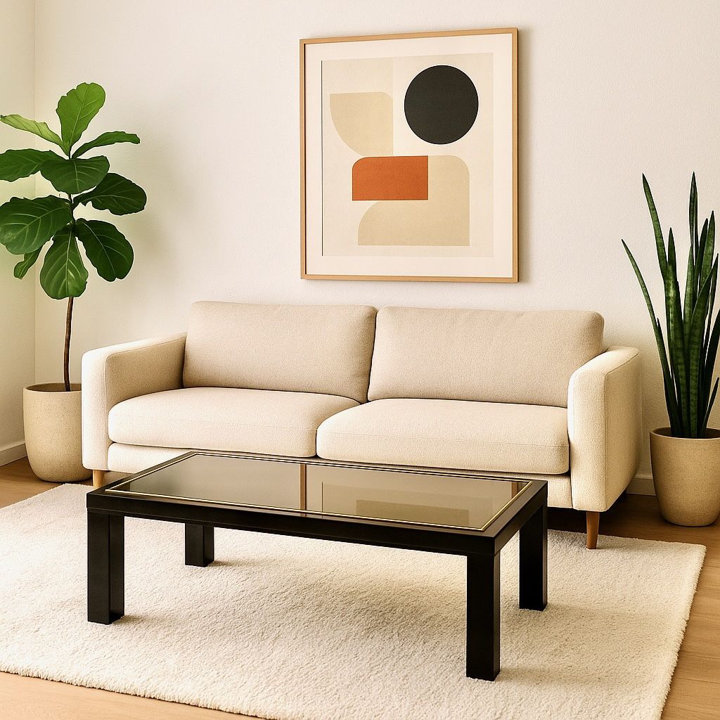 Large Belgochrom Gold And Smoked Glass Coffee Table photo furniture